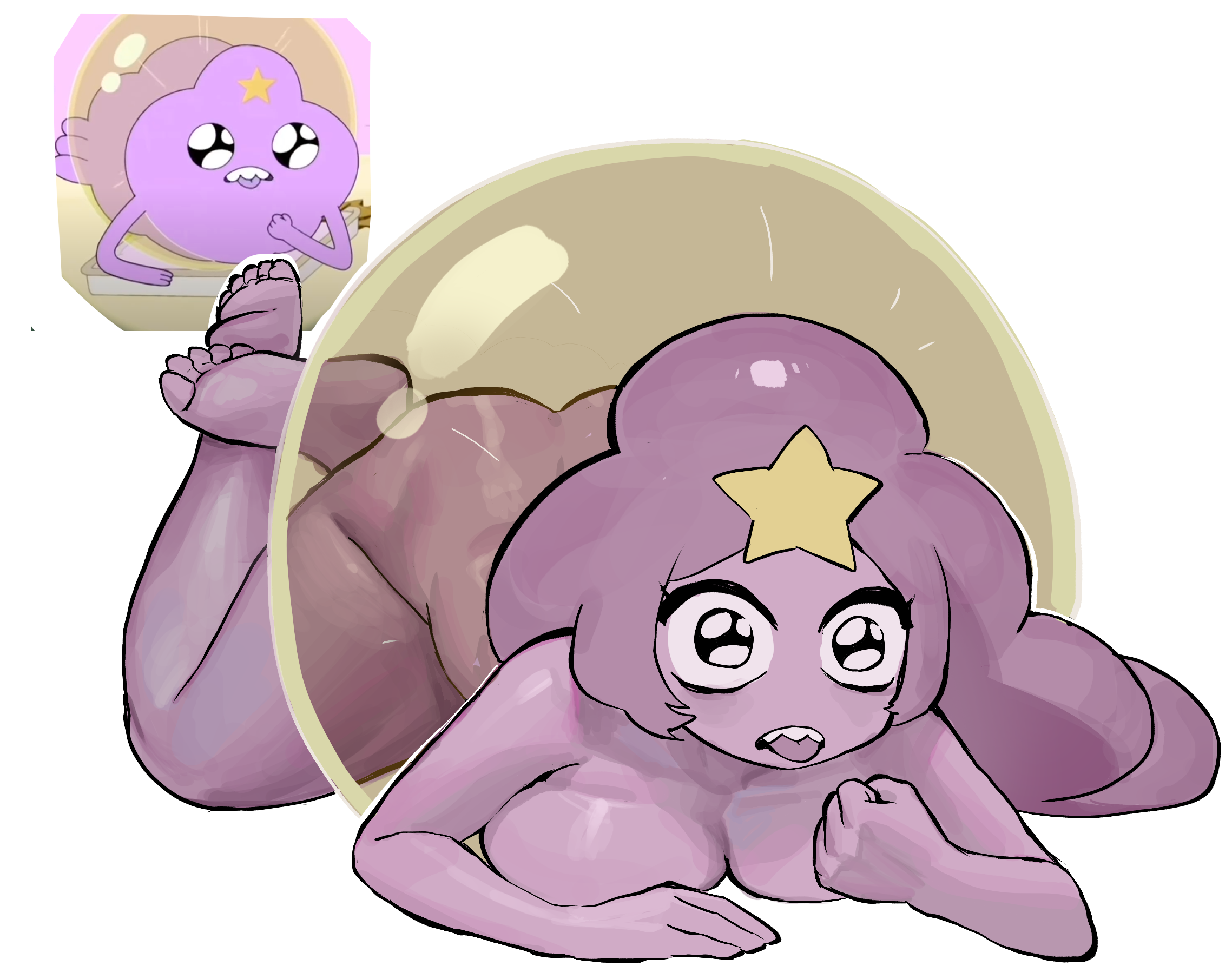 adventure time, ass, ass up, bnm6517, feet, female, gijinka, lumpy space princess, nude, nude female, purple skin