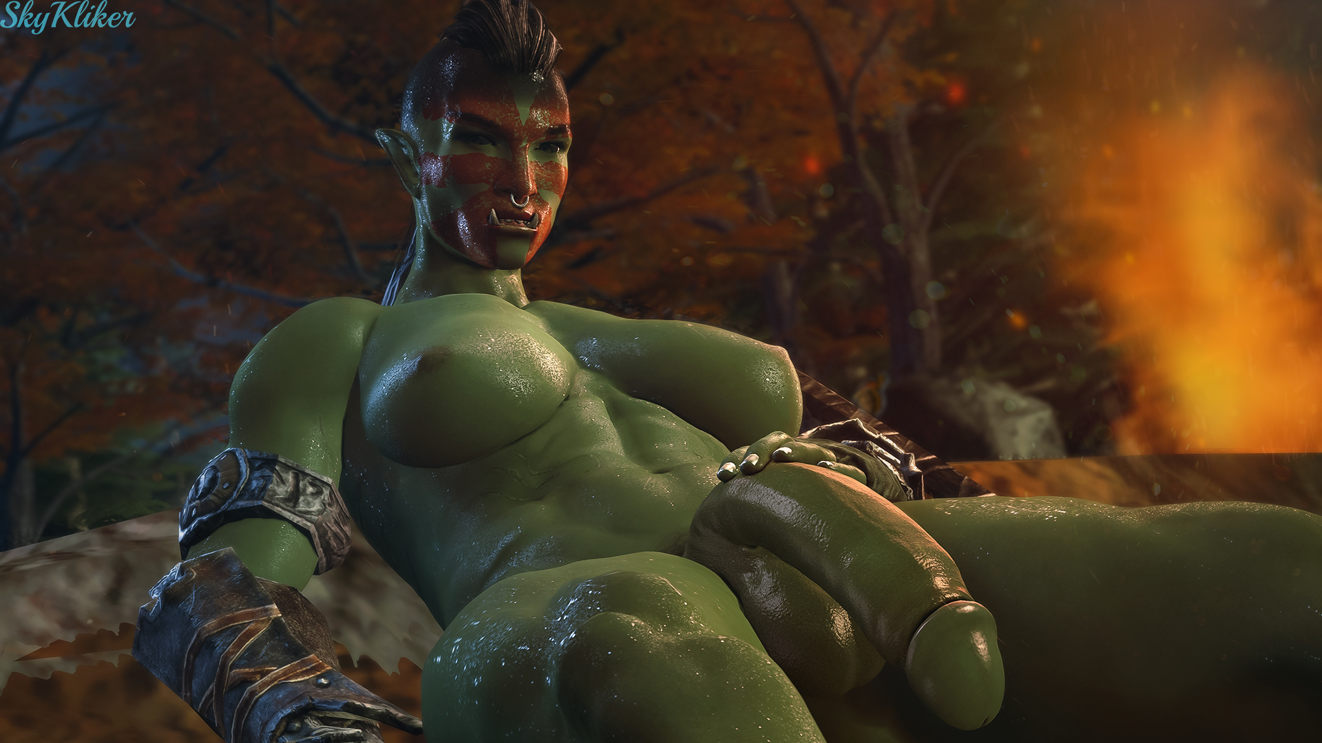 1futa, 3d, areolae, balls, breasts, curvy, dark skin, dark-skinned futa, erect nipples, flaccid, futa only, futa sans pussy, futanari, huge breasts, huge cock, intersex, large penis, muscular, muscular futa, nipples, nude, orc, orc futa, penis, realistic, shadbo, skykliker, skyrim, solo, solo futa, source filmmaker, the elder scrolls