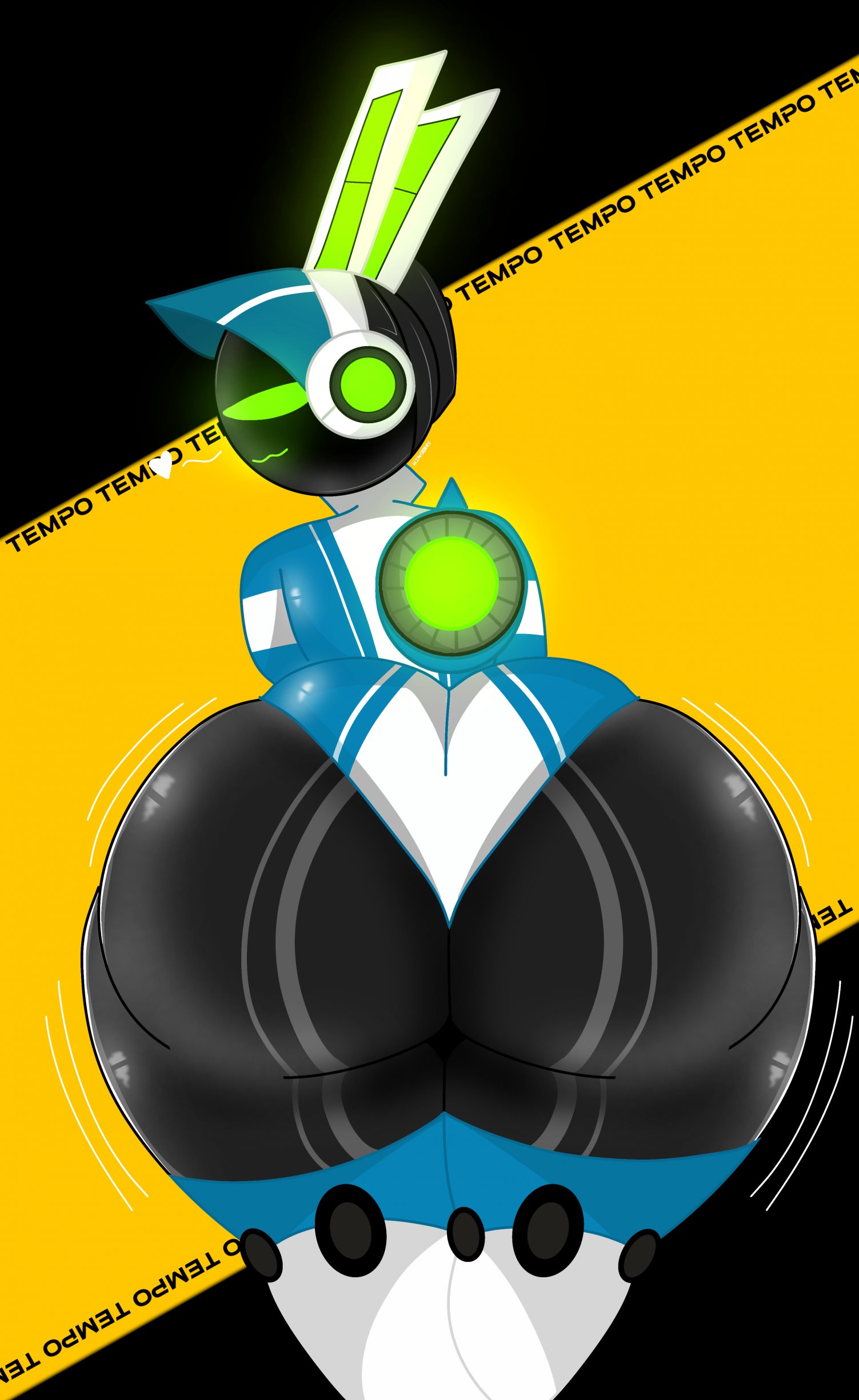 2025, ass, big ass, big butt, fat ass, heart, hype ass, hyper, lagomorph, phoenix whyyy, project turboblast, robot, screen face, tagme, tempo (project turboblast), text, thick thighs, thighs
