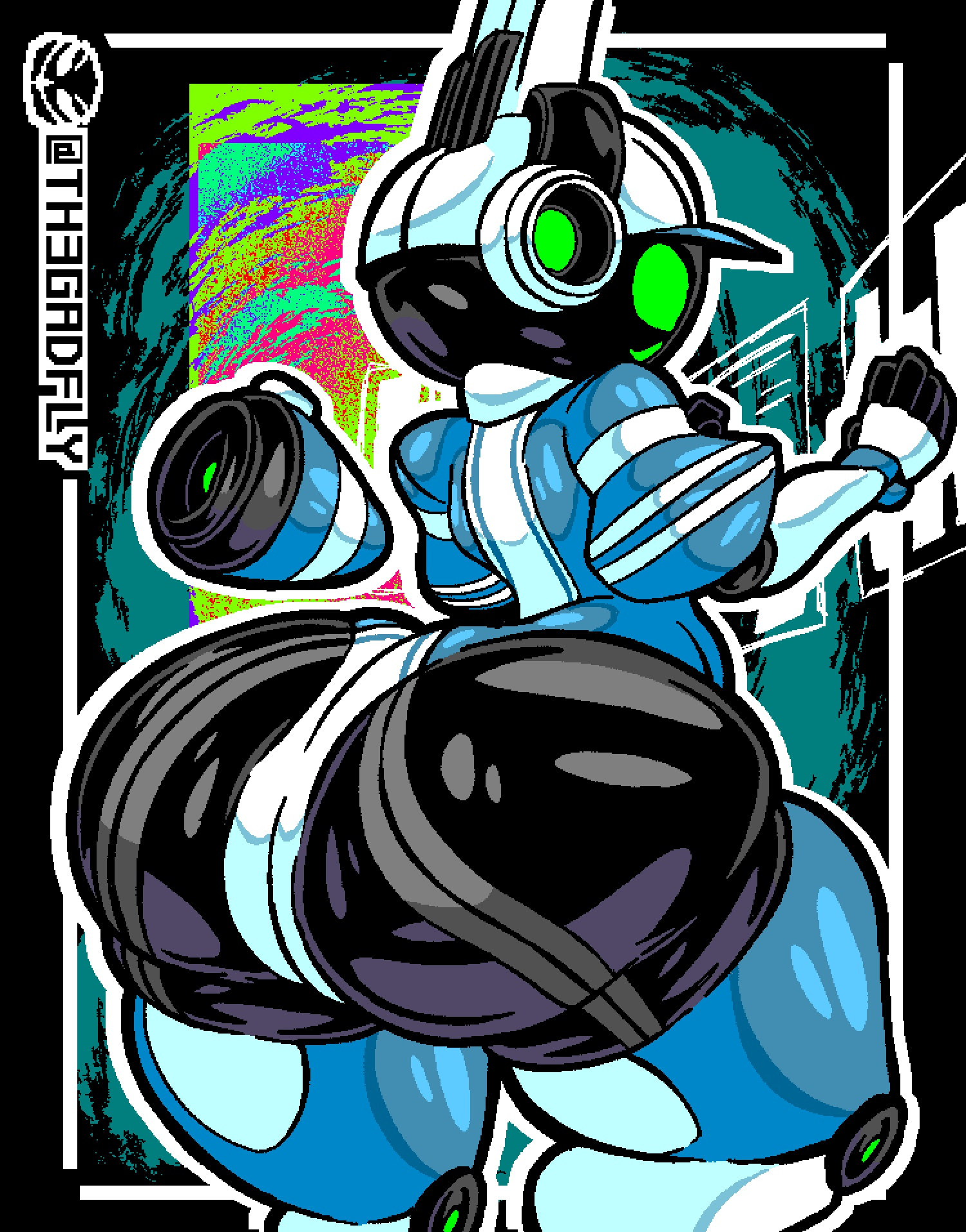 1girls, 2025, artist name, ass, big ass, big butt, female, hyper, hyper ass, lagomorph, pixel art, project turboblast, robot, screen face, tagme, tempo (project turboblast), th3gadfly