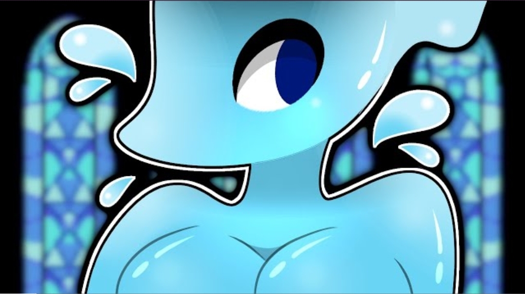 blue body, blue eyes, breasts, deltarune, deltarune chapter 4, female, merg (youtube), miss mizzle (deltarune), not porn, undertale (series), water, youtube thumbnail