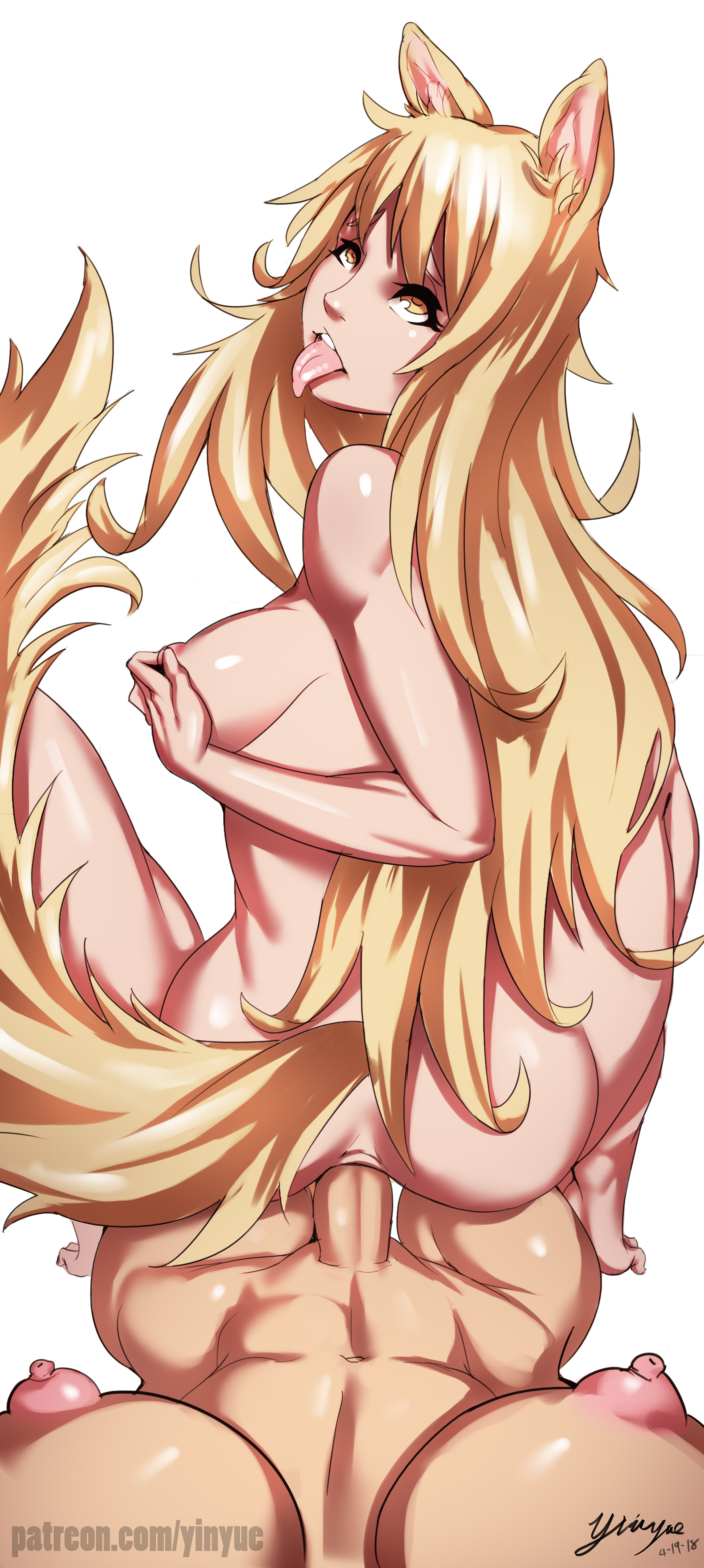 1futa, 1girls, absurdres, ahe gao, areolae, big breasts, breasts, dickgirl, erection, female, futa on female, futa pov, futanari, giver pov, highres, intersex, large breasts, muscular, muscular futa, nipples, nude, open mouth, penis, pov, sex, tongue, tongue out, yinyue