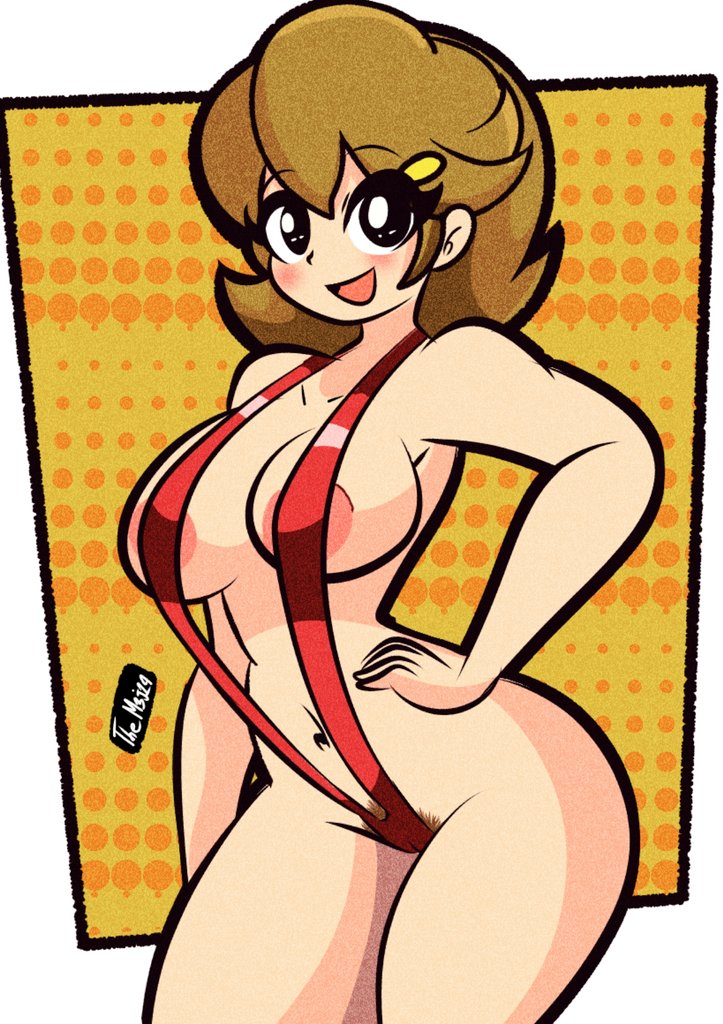 2d, 5-volt, ass, big ass, big breasts, big nipples, big thighs, bikini, breasts, brown hair, curvy, curvy female, curvy hips, diego mejia, female, female focus, female only, human, human female, human only, light skin, light-skinned female, milf, nintendo, nipples, pubic hair, short hair, solo, solo female, thighs, twitter link, wario (series), warioware