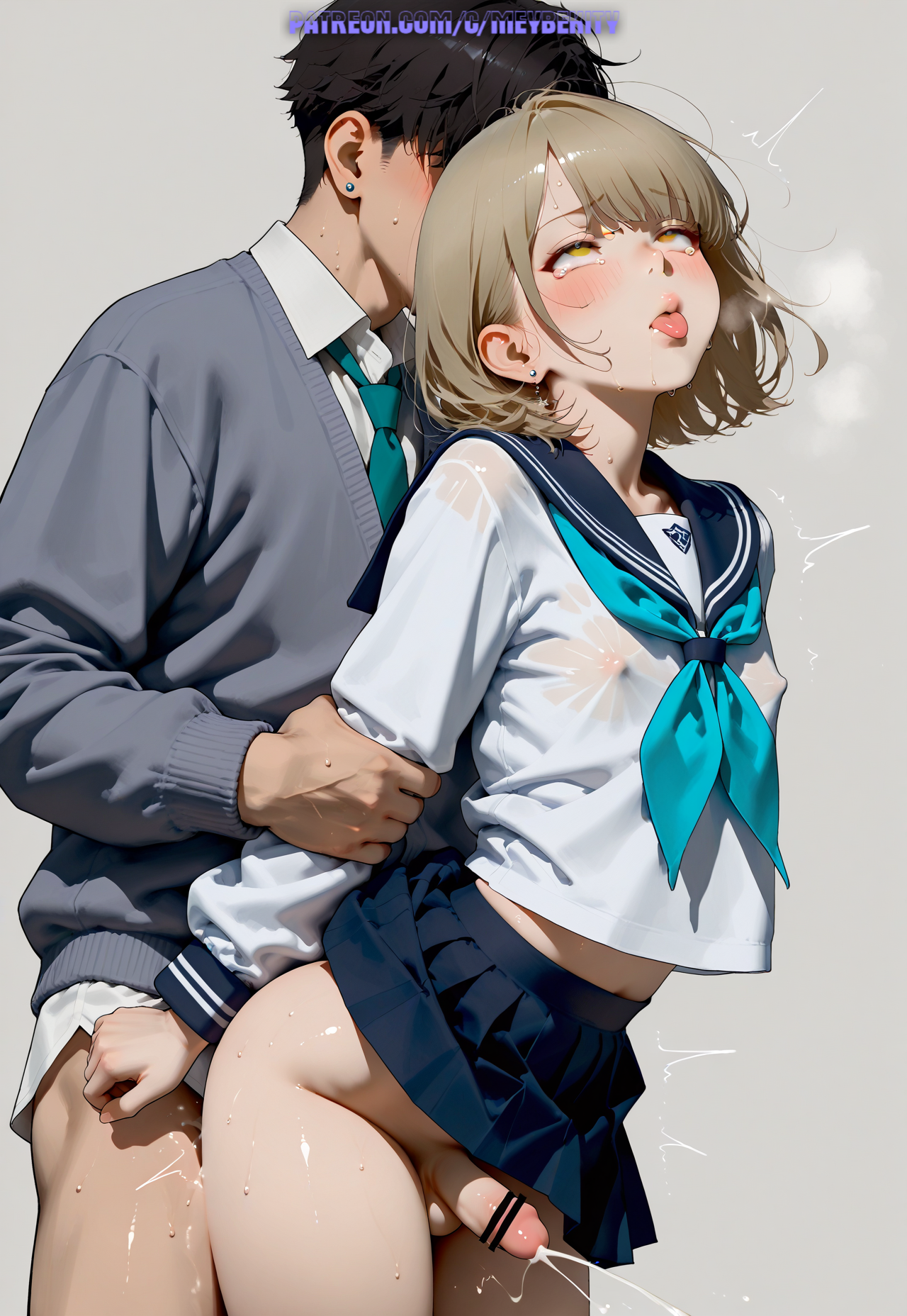 2boys, ai generated, anal, anal sex, ass, balls, cum, cum in ass, femboy, male, meybekity, otoko no ko, penis, skirt, trap, yaoi