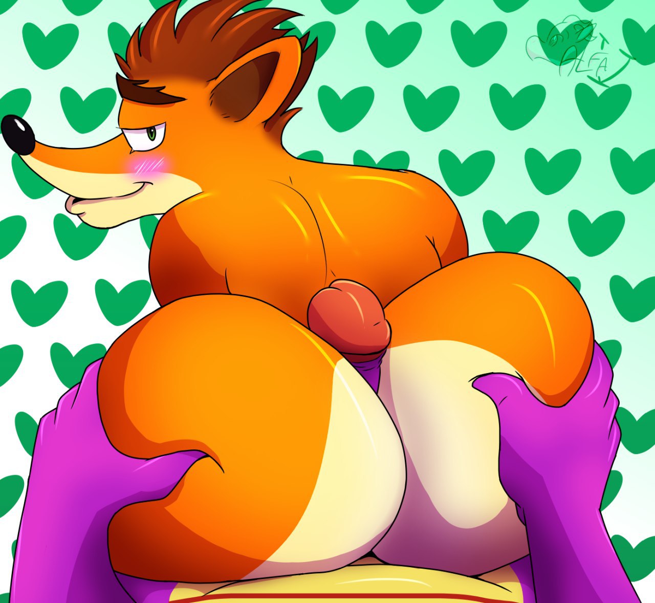 2boys anthro ass bandicoot big_butt blush bubble_butt buttjob close-up crash_(series) crash_bandicoot crossover dragon dragonxpyro erection fur gay green_eyes hair hand_on_butt heart humanoid_penis looking_at_viewer looking_back male male_only mammal marsupial nude on_top open_mouth outercourse penis presenting presenting_hindquarters purple_skin reverse_cowgirl_position scalie sex smile solo_focus spyro spyro_the_dragon video_games western_dragon yaoi