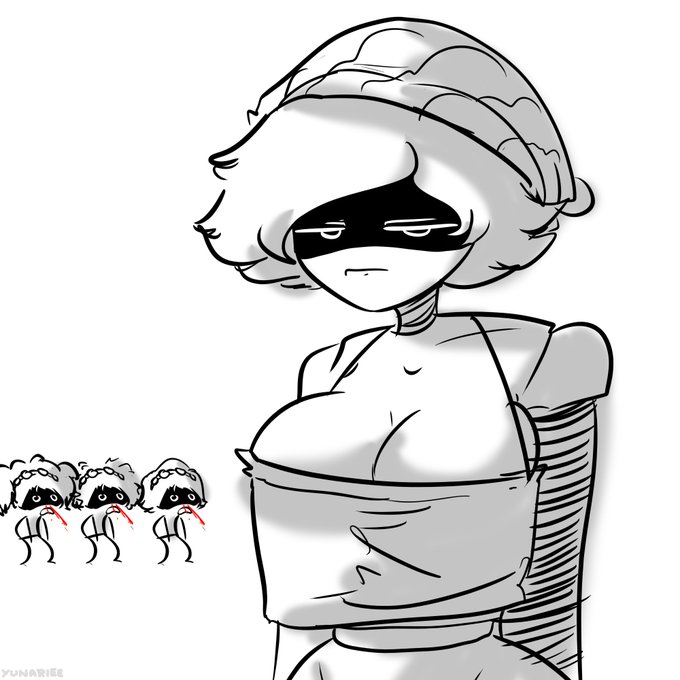 1boy, 3girls, bloody nose, disassembly drone, female, funny, glitch productions, j (murder drones), male, murder drones, n (murder drones), robot, robot boy, robot girl, robot humanoid, sketch, tagme, uzi (murder drones), v (murder drones), white body, worker drone