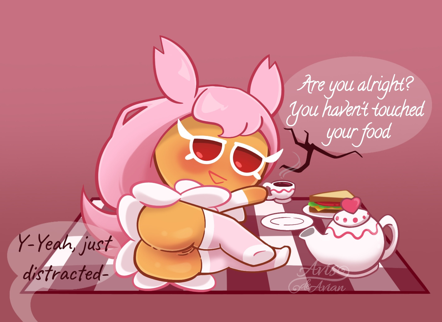 ass, ass focus, avisthesimp, bare ass, cherry blossom cookie, cookie run, cookie run kingdom, cookie run ovenbreak, female, female focus, long hair, picnic, picnic blanket, pink hair, pussy, stockings