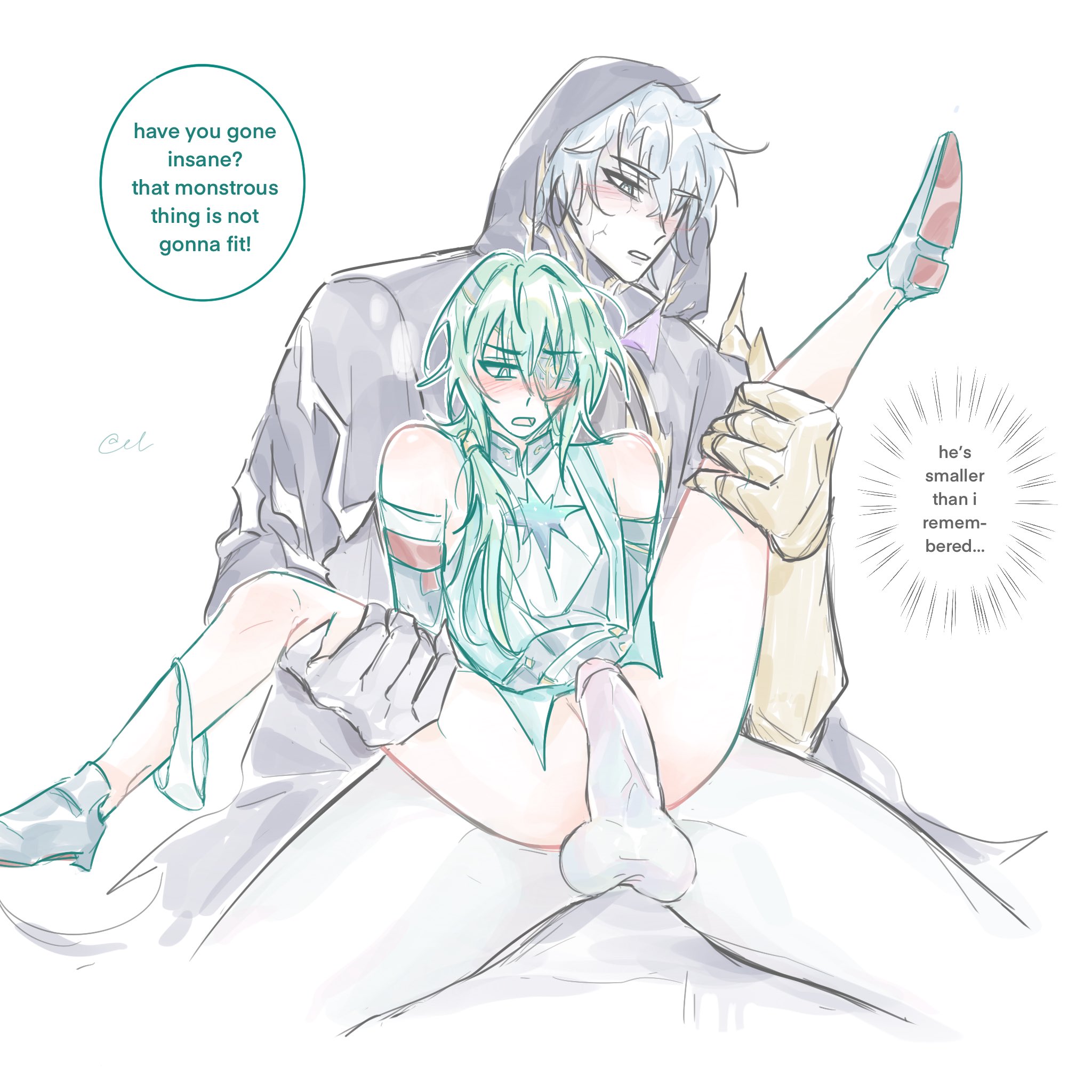2boys, anaxa (honkai: star rail), big penis, boypussy, cuntboy, flame reaver (honkai: star rail), gay, honkai: star rail, huge cock, legs spread, male, male only, panties, phainon (honkai: star rail), size difference, trans man, yaoi