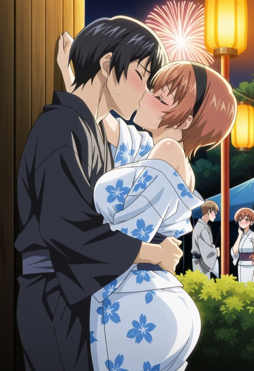 2boys, 2girls, accurate art style, affair, against wall, ai generated, almost caught, alternate costume, anime style, assertive, assertive female, before sex, begging, begging for sex, best friends, black hair, blush, bubble ass, bubble butt, chatting, cheating boyfriend, cheating girlfriend, closed eyes, couple, cucked by bestfriend, cucked by friend, cuckold, cuckquean, dat ass, desperate for sex, duo, duo focus, embrace, exhibitionism, exhibitionist, festival, fireworks, floral print, floral print kimono, friends, friends with benefits, hair ornament, hairband, height difference, hiding, horny, horny female, hugging, imminent sex, in love, japanese clothes, kabedon, kimono, kissing, looking for someone, lovers, making out, mizushima kaho, multiple boys, multiple girls, mutual cheating, new year, night, ntr, obi, off shoulder, orange hair, outdoors, passionate, people in background, petite, petite female, pixie cut, public exposure, public indecency, rin x sen, rin x sen + ran - sem cross mix, risky, romantic, romantic couple, round ass, sash, searching, sexually suggestive, short hair, sideboob, size difference, smaller female, stealing boyfriend, stealth, strap slip, suggestive, sweat, swingers, talking, taller male, teen, teenage boy, teenage couple, teenage female, teenage girl, teenage male, teenager, tent, unaware, undressing, undressing another, undressing partner, wafuku, walk-in, wanting sex, wholesome, wide sleeves, yukata