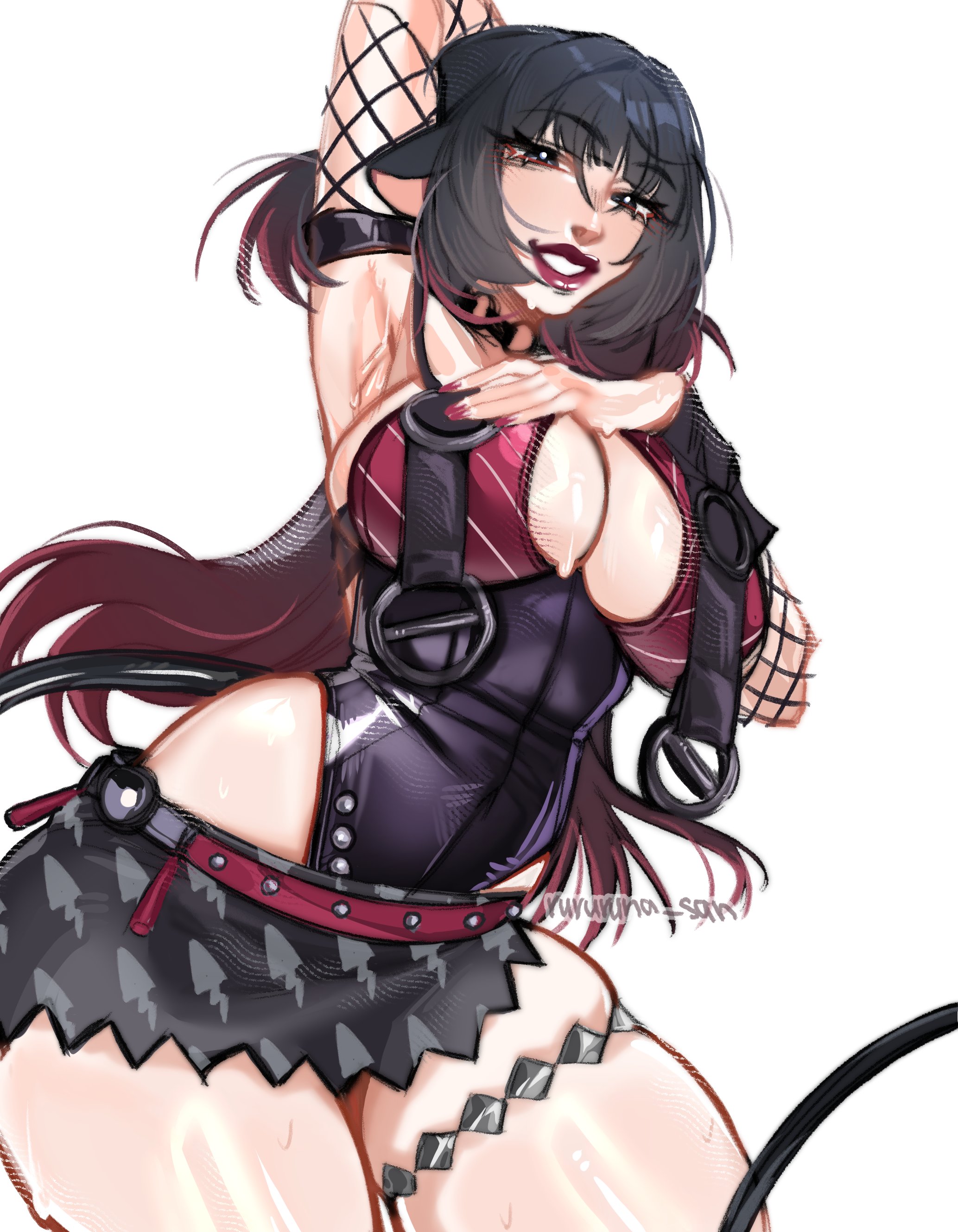 1girls, big breasts, breasts, female, female focus, female only, jane doe (nocturne of light) (zenless zone zero), jane doe (zenless zone zero), large breasts, light skin, light-skinned female, looking at viewer, official alternate costume, one-piece swimsuit, rat ears, rat girl, rat tail, rururuna san, simple background, solo, swimsuit, thick thighs, thighs, wide hips, zenless zone zero