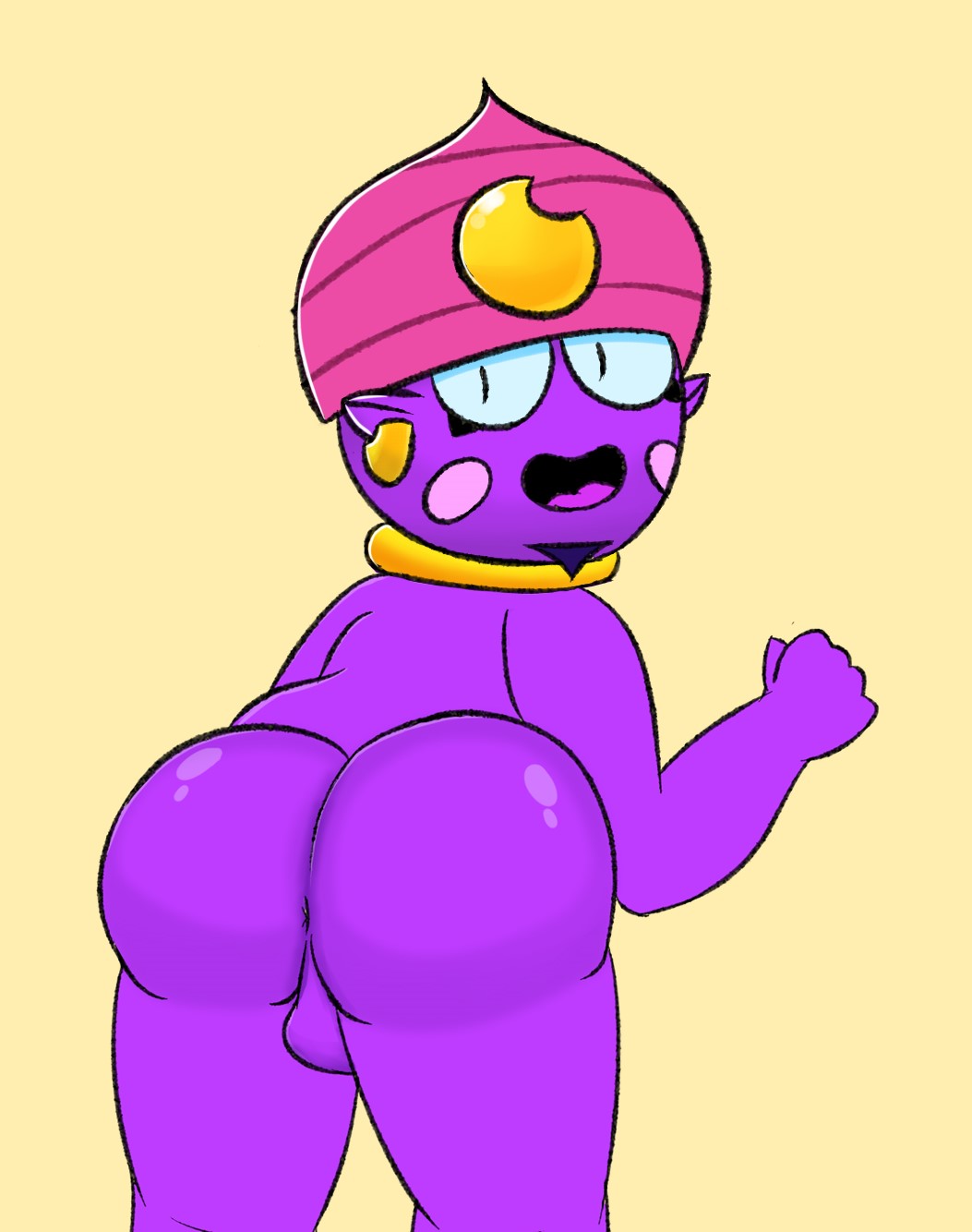 5_fingers ass big_ass brawl_stars butt detailed gay gene_(brawl_stars) genie hi_res homosexual male_only purple purple_body