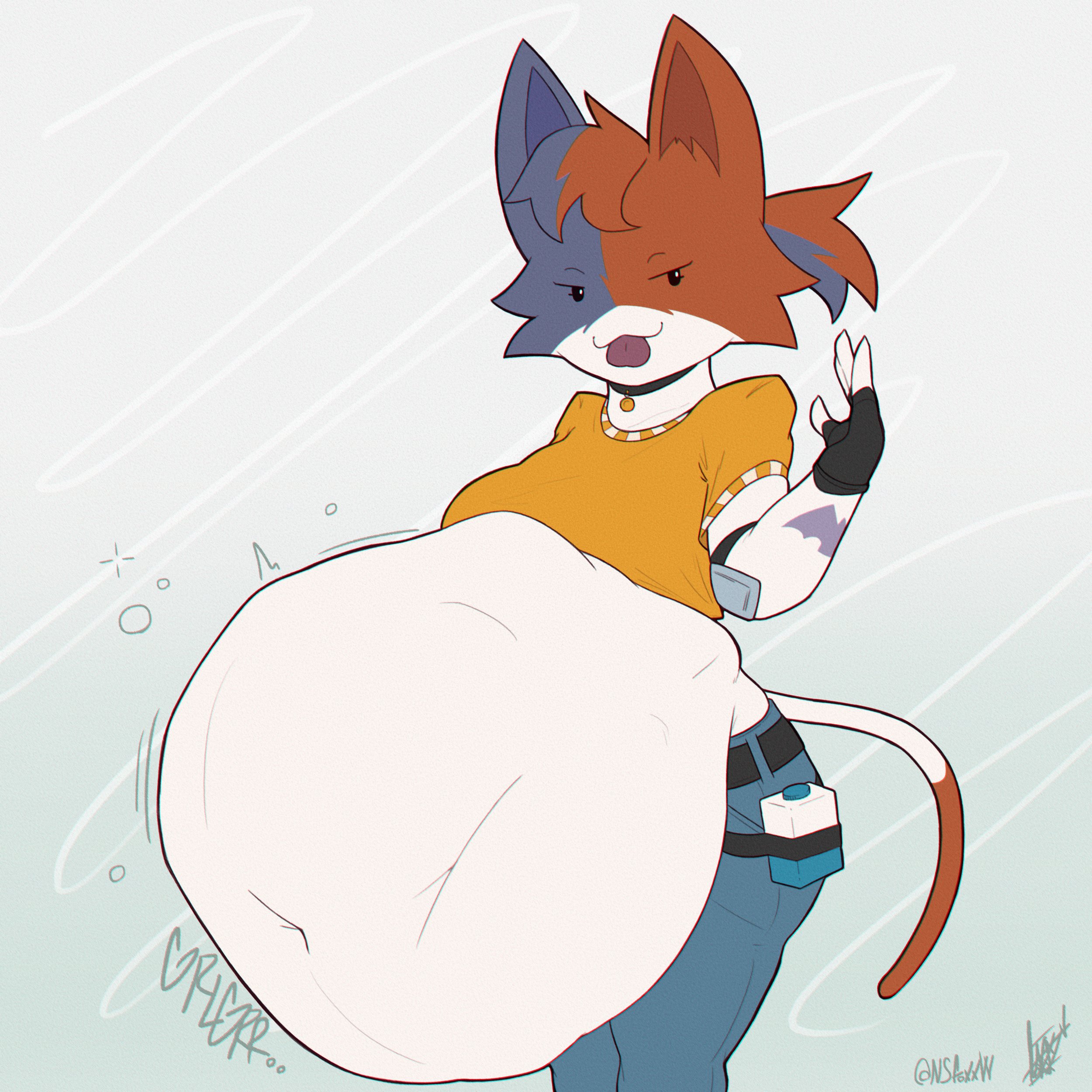cate meowdy (fortnite), churning, digestion, epic games, female, female pred, fortnite, furry, hyper, hyper belly, notsafefoxxwork, nsfoxxw, stomach, stomach bulge, tum, tummy, vore, vore belly