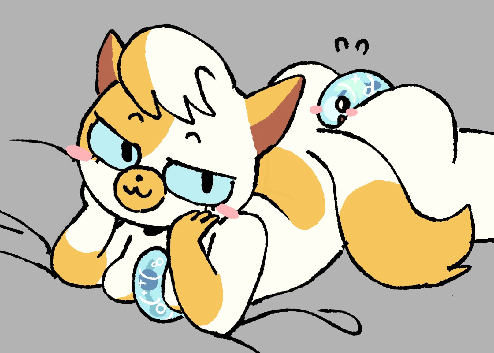 adventure time, adventure time: fionna & cake, anthro, ass, between buttocks, blush, breasts, cake the cat, feline, female, fionna and cake, furry, interspecies, karmic worm, looking at viewer, male, suwu uuu, worm