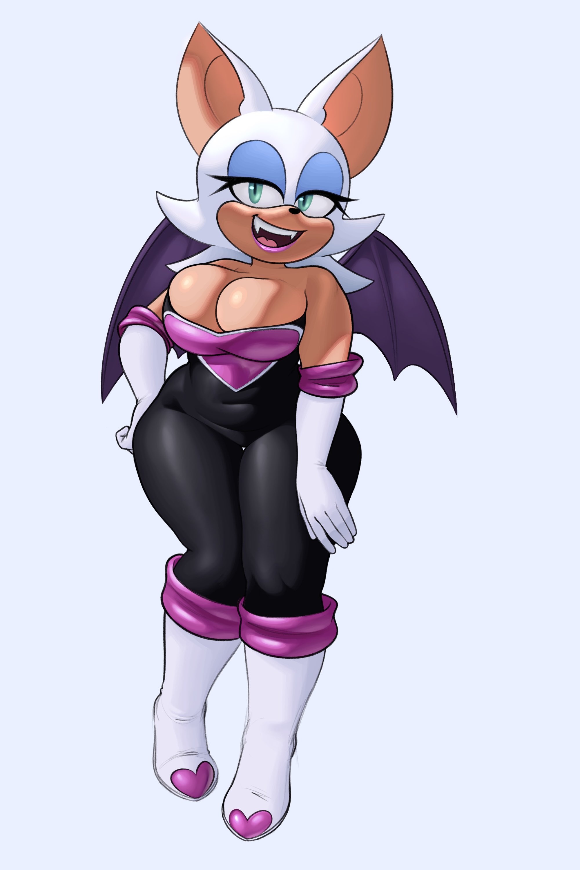 1girls, about to burst, anthro, anthro female, barely contained, barely contained breasts, barely fits, bat, bat girl, bat wings, boots, breasts, breasts too big, bursting breasts, cleavage, clothed, clothed female, clothing, curvy, curvy figure, female, female focus, fur, gloves, imminent wardrobe malfunction, lipstick, palegarbo, rouge the bat, sega, solo, solo female, solo focus, sonic (series), sonic the hedgehog (series), thick thighs, white fur, wide hips