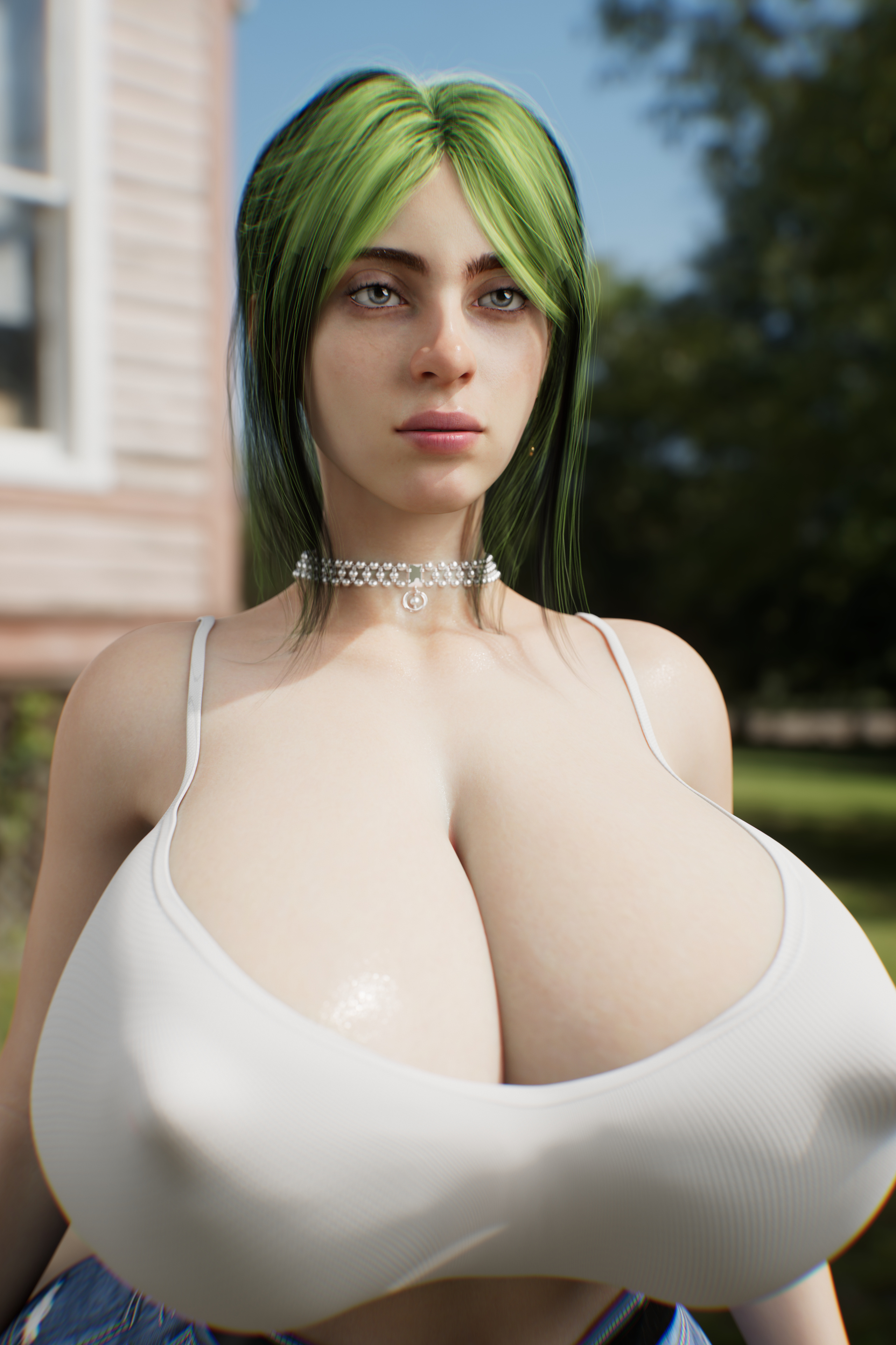 1girls, 2025, 3d (artwork), absurd res, big breasts, billie eilish, black hair, blender, blender (software), bolt on tits, breast implants, breasts, busty, celebrity, child bearing hips, cleavage, crop top, curvaceous, curvy, curvy body, curvy female, curvy figure, cutoffs, denim, denim bottomwear, denim clothing, denim shorts, enhanced breasts, enormous breasts, fake breasts, female, female focus, female only, gigantic breasts, glistening, glistening body, glistening breasts, glistening skin, green hair, green highlights, grey eyes, hi res, highlights (coloring), huge breasts, huge hips, icedev, large breasts, light skin, light-skinned female, massive breasts, nipple outline, real person, silicone, silicone implants, solo, solo focus, two tone hair, voluptuous, voluptuous female, white crop top, wide hipped female, wide hips