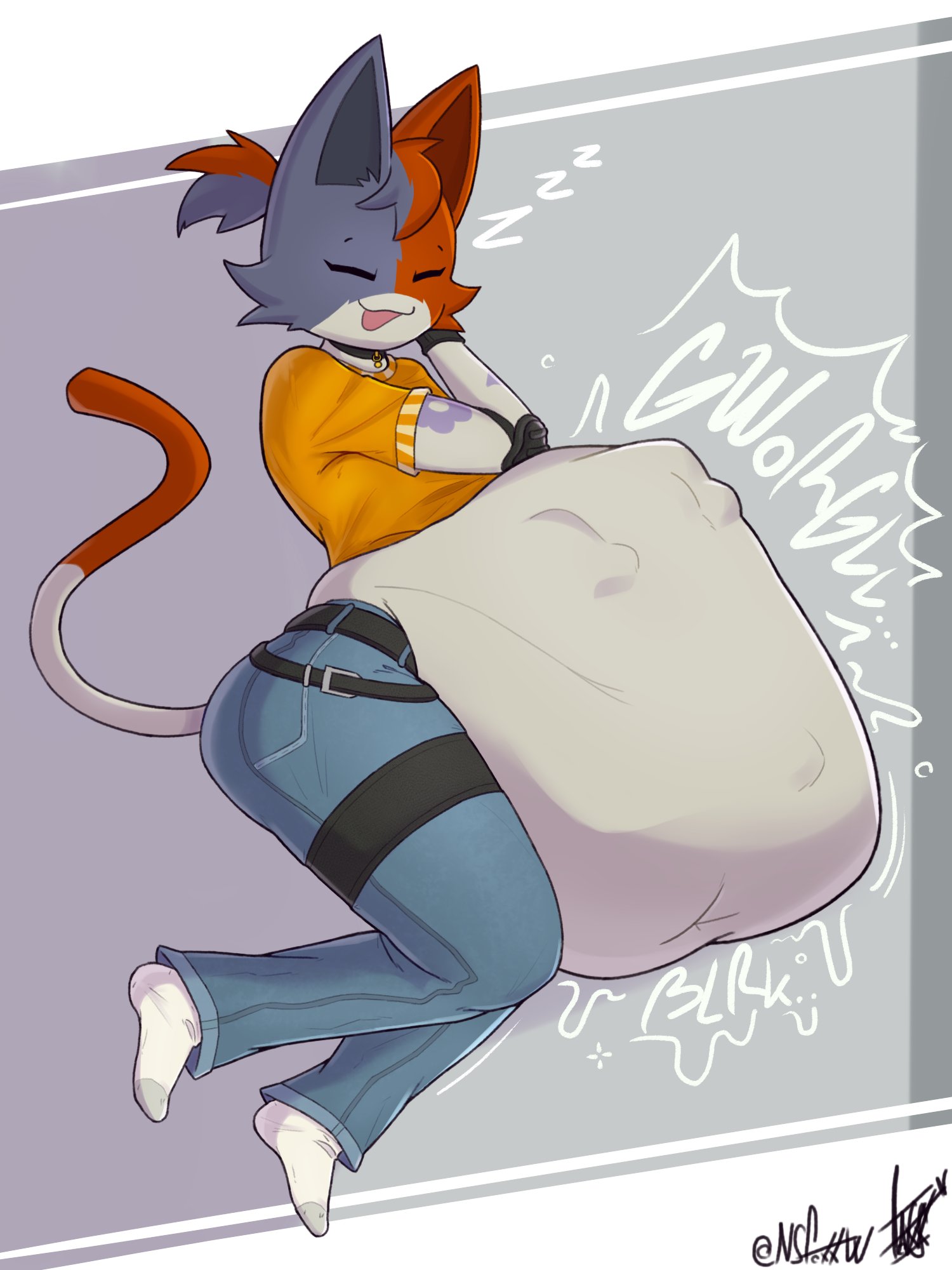 cate meowdy (fortnite), churning, digestion, epic games, female, female pred, fortnite, furry, hyper, hyper belly, notsafefoxxwork, nsfoxxw, stomach, stomach bulge, tum, tummy, vore, vore belly