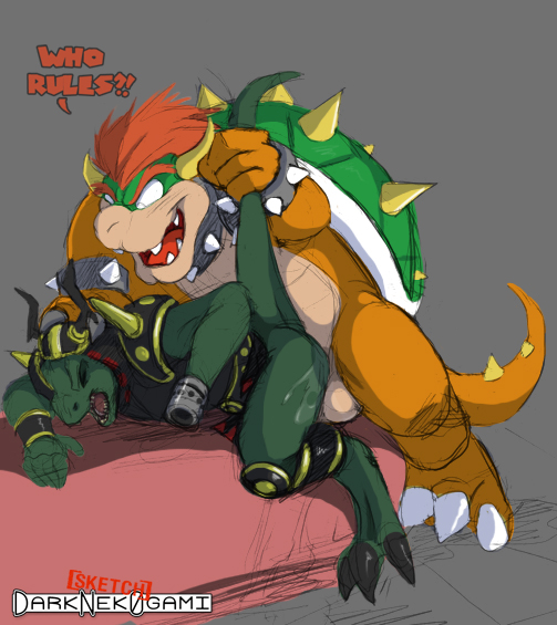 anthro bowser buggery color crossover darknek0gami furry general_scales green_shell interspecies male male_only mario_(series) multiple_males nintendo sex shell spiky_shell star_fox straight_hair yaoi