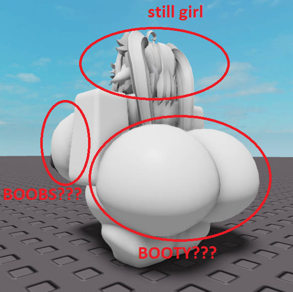 1girls ass big_breasts breasts female female female_only funny meme red_circle roblox robloxian tagme white_hair