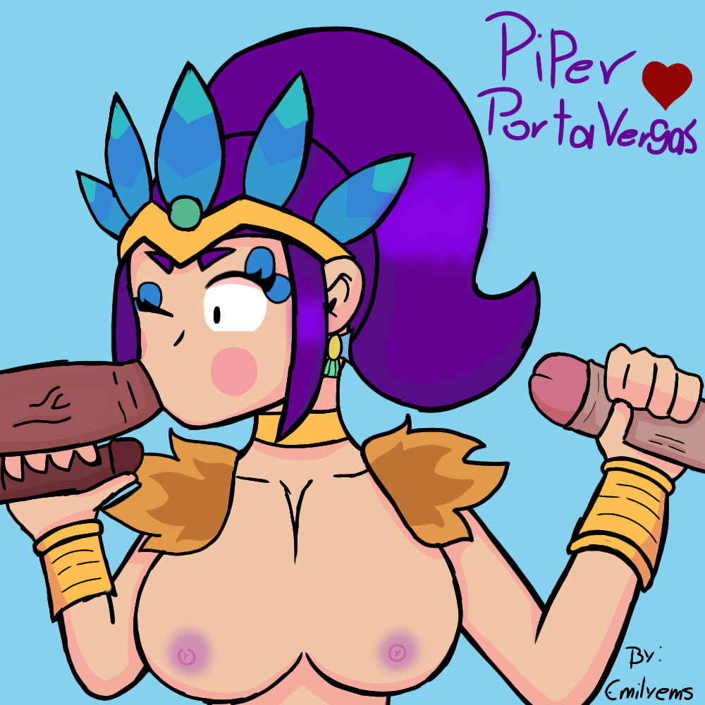 blowjob brawl_stars emslodie_(artist) flag_bearer_piper_(brawl_stars) piper_(brawl_stars) purple_hair spanish_text supercell white_skin