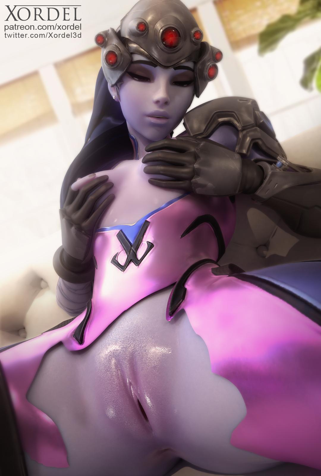 1girls 3d anus areolae bodysuit breasts female female_only nipples overwatch pussy solo spread_legs torn_bodysuit torn_clothes widowmaker xordel