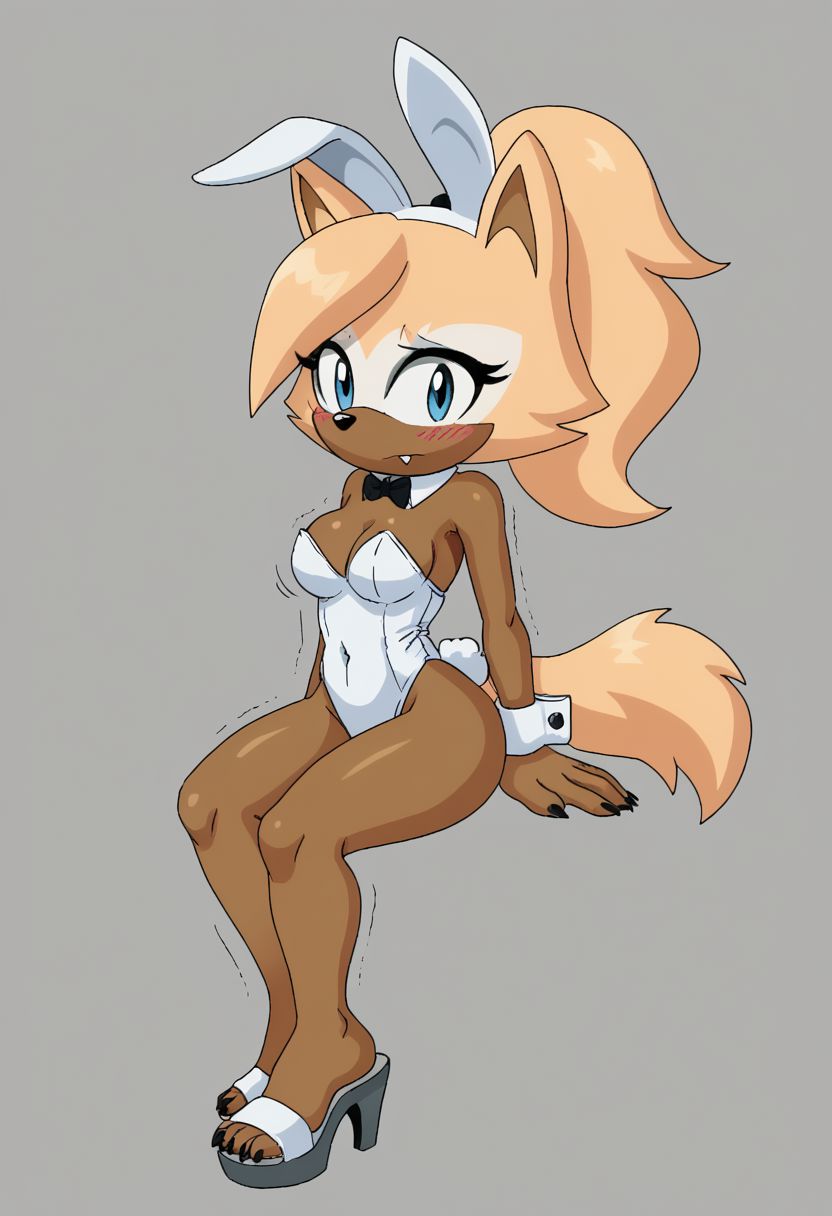 ai_generated ass bonsoirdude breasts cleavage furry high_heels idw_comics leotard rabbit_ears sonic_(series) whisper_the_wolf