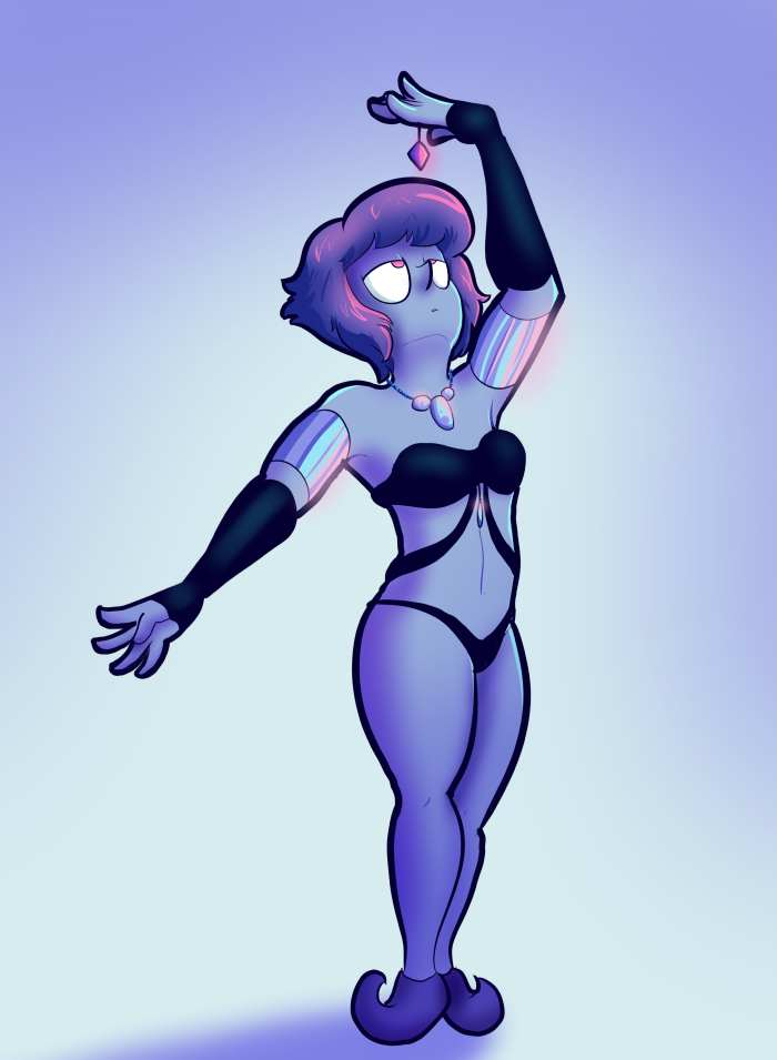 artist_request blue_hair blue_skin crystal female_only femsub harem_outfit lapis_lazuli_(steven_universe) mind_control pink_eyes solo steven_universe