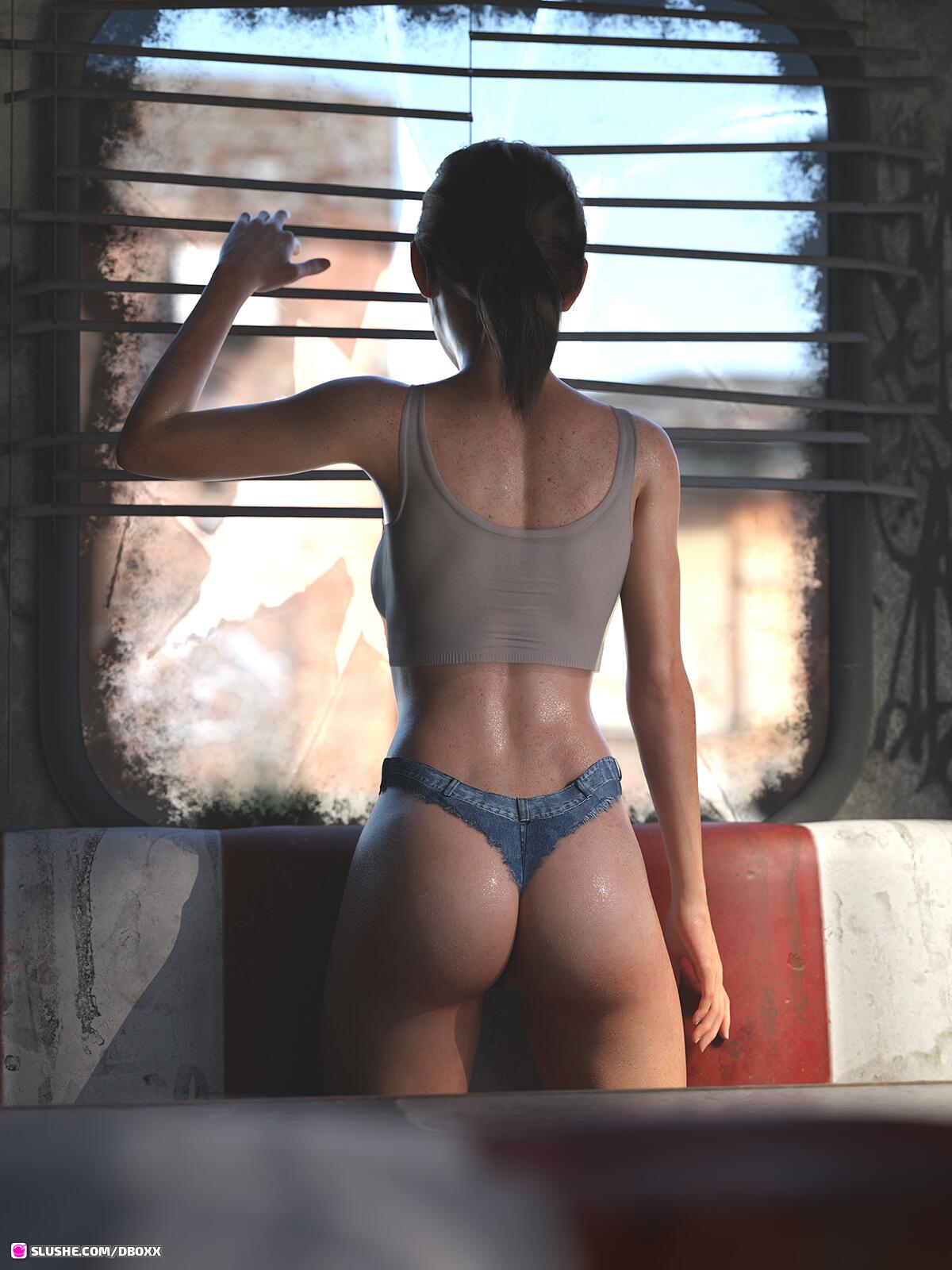 3d ass athletic athletic_female brown_hair bubble_butt dboxx ellie_(the_last_of_us) ellie_williams female female_focus female_only hourglass_figure naughty_dog rear_view skimpy skimpy_clothes tagme the_last_of_us the_last_of_us_2 wide_hips