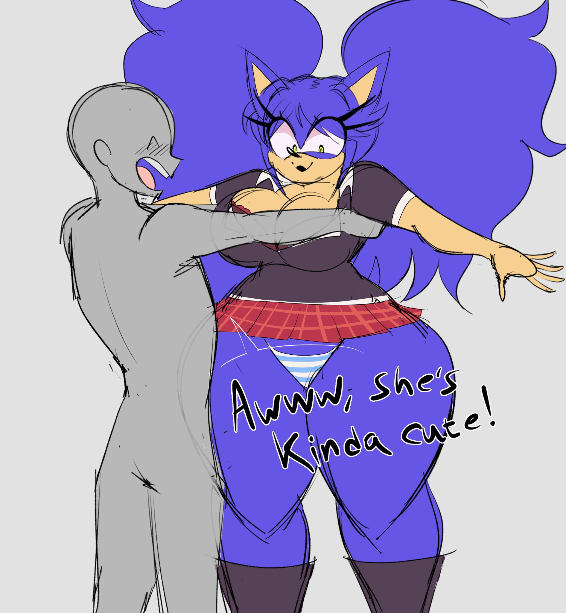 1boy, 1girls, corbyschmorby, danganronpa, holding, junko enoshima (cosplay), no penetration, no sex, rule 63, shortstack, sonic (series), sonic the hedgehog, sonic the hedgehog (series), sonko enoshima (corbyschmorby), wholesome