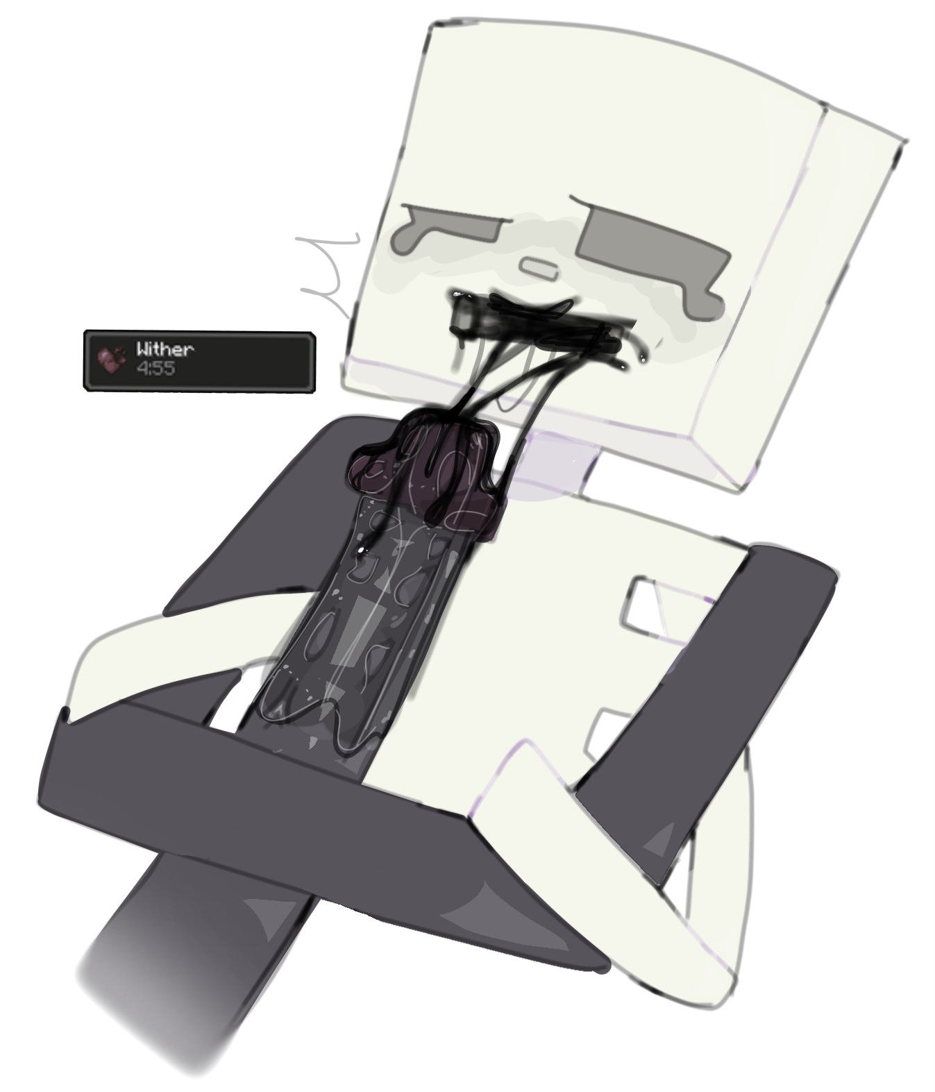 black cum, cum, green corpse, male only, minecraft, mojang, rape, raped, raped by monster, skeleton, skeleton (minecraft), wither skeleton (minecraft)
