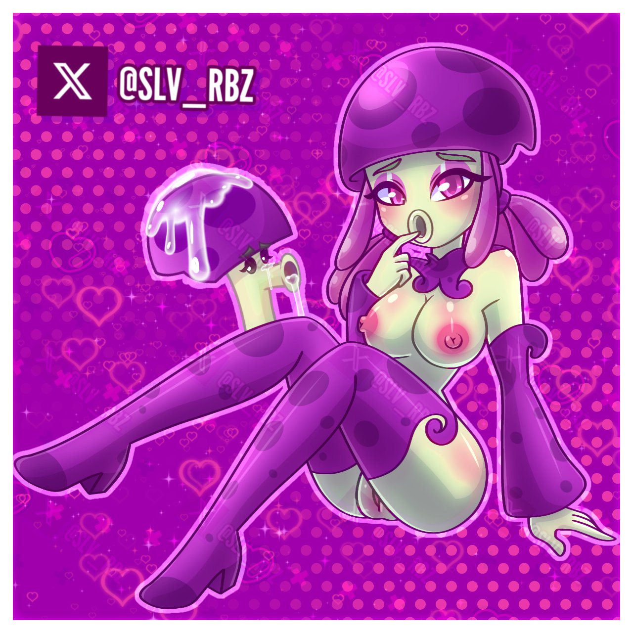 1girls, almost naked, breasts, female, female focus, female only, plants vs zombies, scaredy-shroom (pvz), slv rbz, tagme (artist)