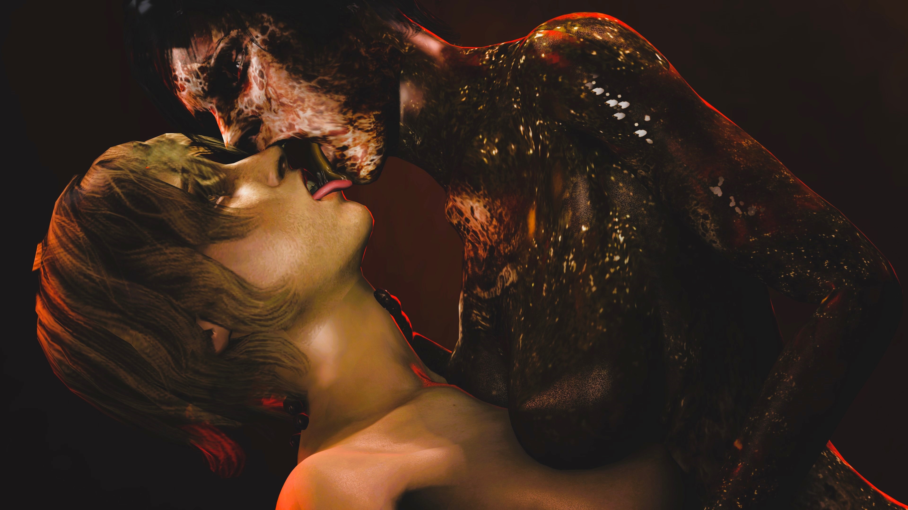 2girls, 3d, alessa gillespie, black hair, blonde hair, breast to breast, breasts, breasts against breasts, breasts together, brown eyes, burnt, choking, dominant female, female, forced, forced kiss, hand around neck, heather mason, kissing, konami, lesbian domination, lesbian kiss, lezdom, licking, licking face, licking tongue, memory of alessa, mktrreekky, monster, monster on female, nipples, nude, nude female, oral, oral sex, raped, raped by monster, scared, selfcest, short hair, silent hill, silent hill 3, source filmmaker, strangling, submissive female, teenage female, teenager, tongue, tongue kiss, tongue out, undead, yuri, zombie, zombie girl