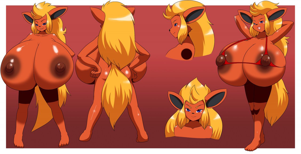 1girls 4_toes anthro areolae armpits arms_up ass back backboob bare_shoulders big_breasts big_ears big_nipples big_tail bikini_top blue_eyes breasts canine cleavage digital_media_(artwork) eeveelution eyelashes feet female female_only flareon furry game_freak gigantic_breasts hair hand_on_breasts hand_on_leg hands_behind_head hands_on_hips huge_breasts hyper hyper_breasts lavy_(blitza) looking_at_viewer mammal nintendo nipples nude open_mouth orange_fur orange_hair original_character pokémon_(species) pokemon pokemon_(species) pokemon_rgby red_background sideboob simple_background smile solo source_request speeds standing tail tank_top thick_thighs tongue video_games white_border wide_hips yellow_fur