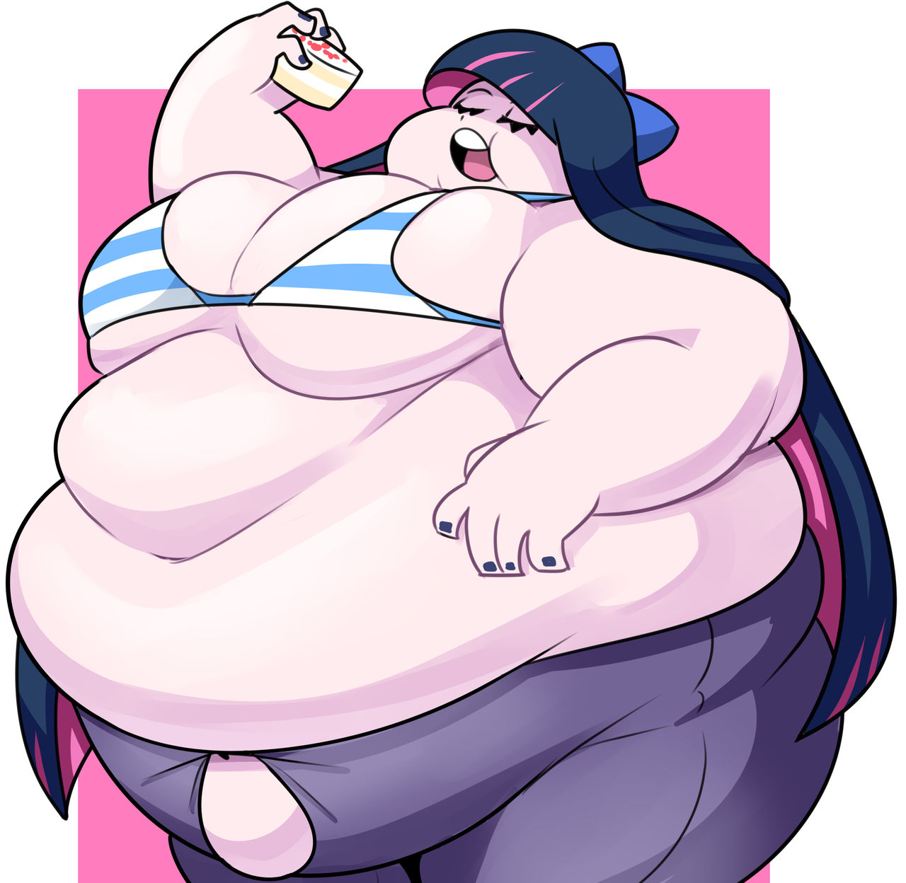 1girls, bbw, belly, bra, chubby, chubby female, female, overweight, overweight female, panty & stocking with garterbelt, stocking anarchy, superspoe, tagme, weight gain
