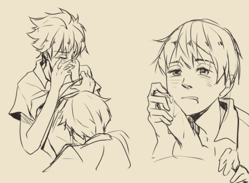 blush, clothing, cum, fellatio, gay, kaworu nagisa, male, neon genesis evangelion, oral, penis, shinji ikari, yaoi