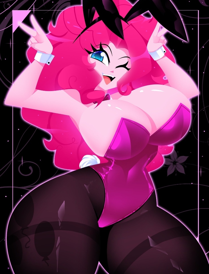 1girls, 2025, big breasts, big hair, black bunny ears, blue eyes, breasts, breasts bigger than head, bunny ears, bunny girl, bunny tail, bunnysuit, cleavage, curly hair, curvaceous, curvy, cute, cute expression, cute eyes, cute face, cute female, deviantart link, equestria girls, eyelashes, fake animal ears, fake tail, female, female only, friendship is magic, giant thighs, happy, happy female, hasbro, huge breasts, human, hyper hourglass, hyper thighs, large breasts, leotard, long hair, looking at viewer, my little pony, necktie, no ai, one eye closed, pantyhose, pink body, pink bunnysuit, pink clothing, pink hair, pinkie pie (eg), pinkie pie (mlp), playboy, playboy bunny, smile, solo, solo female, strapless, strapless leotard, thick thighs, twitter link, v sign, western cartoon, xan-gelx (xan)