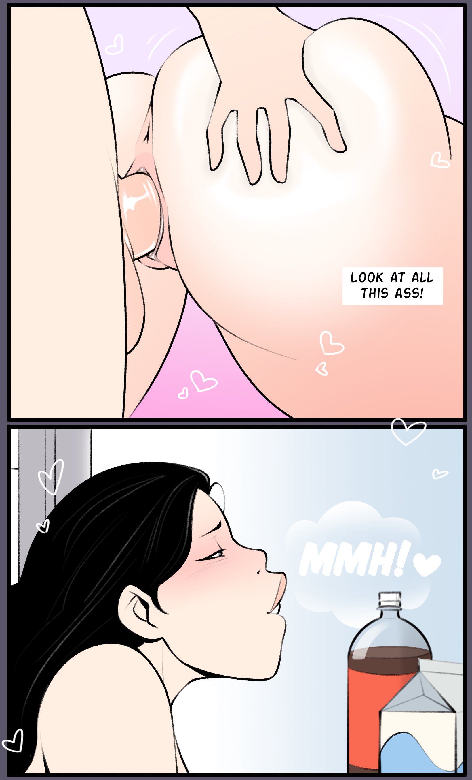1boy, 1boy1girl, 1girls, anus, ass, ass focus, ass grab, asshole, balls, ballsack, bent over, big ass, biting lip, black hair, blush, dialogue, doggy style, english text, female, female penetrated, fridge, heart, incest, jopuari, large ass, light skin, light-skinned female, light-skinned male, lips, male, male penetrating, male penetrating female, male/female, mistaken identity, mother, mother and child, penetration, penile, penile penetration, penis, penis in pussy, pussy, side view, son, text