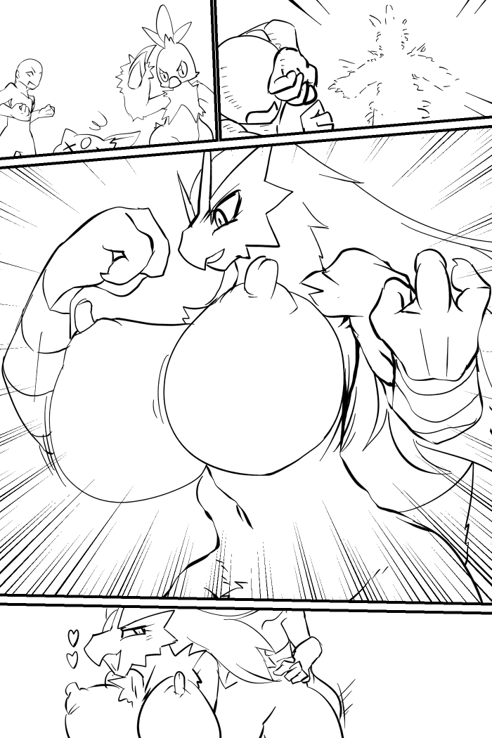 1boy 1girls 3_fingers all_fours ambiguous_penetration anon anthro areolae ass_grab avian bald battle beak belly big_ass big_breasts big_hands blaziken bouncing_breasts breasts combusken comic erect_nipples evolution female from_behind from_behind_(disambiguation) gigantic_breasts heart huge_breasts human instant_loss_2koma interspecies long_hair long_nipples looking_at_viewer male male_human/female_anthro male_human/female_pokemon monochrome motion_lines navel nintendo nipples nude open_mouth penetration pokemon pokemon_(species) pokemon_rse pokemorph sex size_difference smile standing straight sya thick_thighs video_games white_background wide_hips