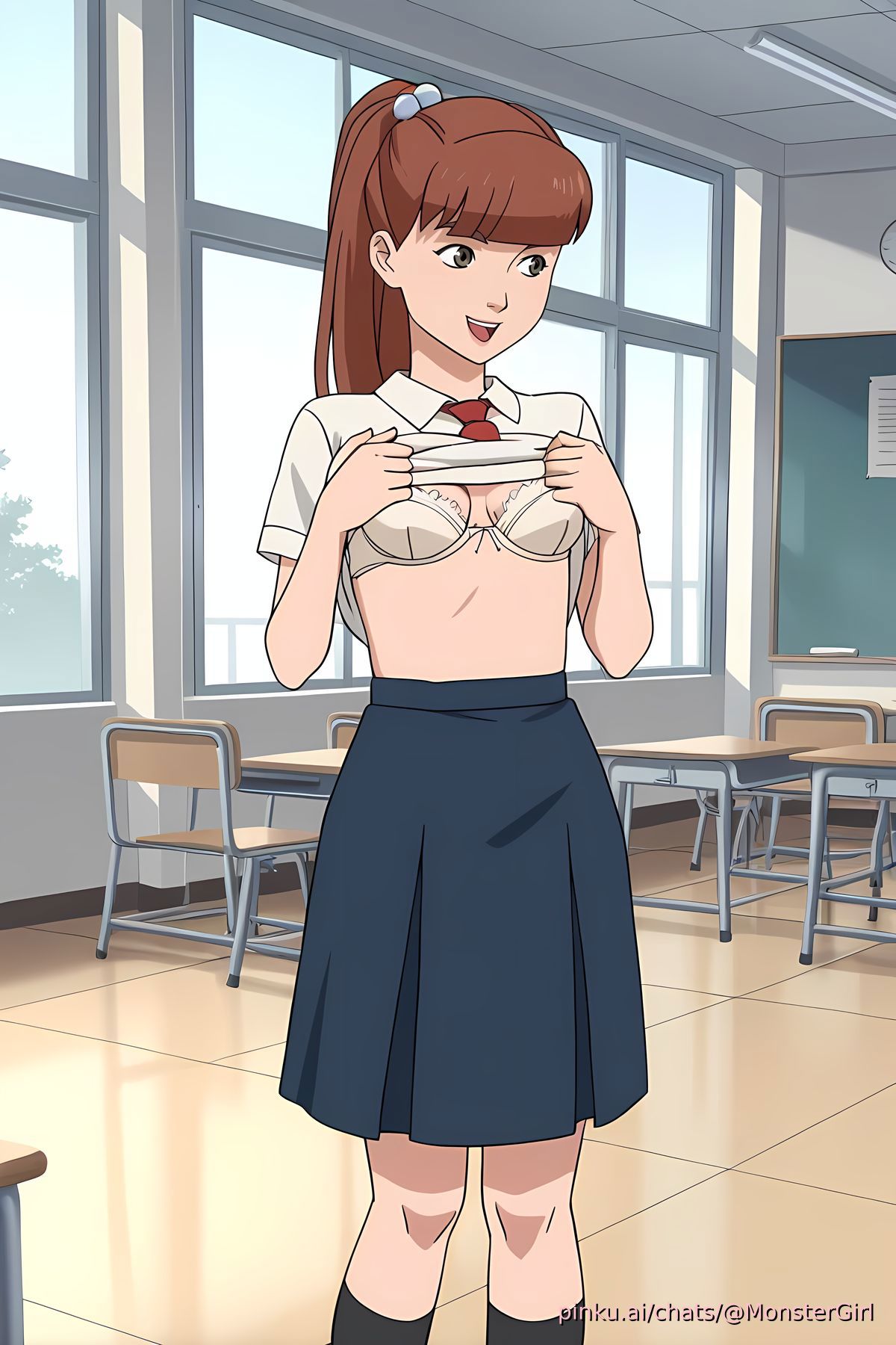 1girls, ai generated, female, female only, invincible, monster girl (invincible), pinku.ai, school, school uniform, solo, tagme