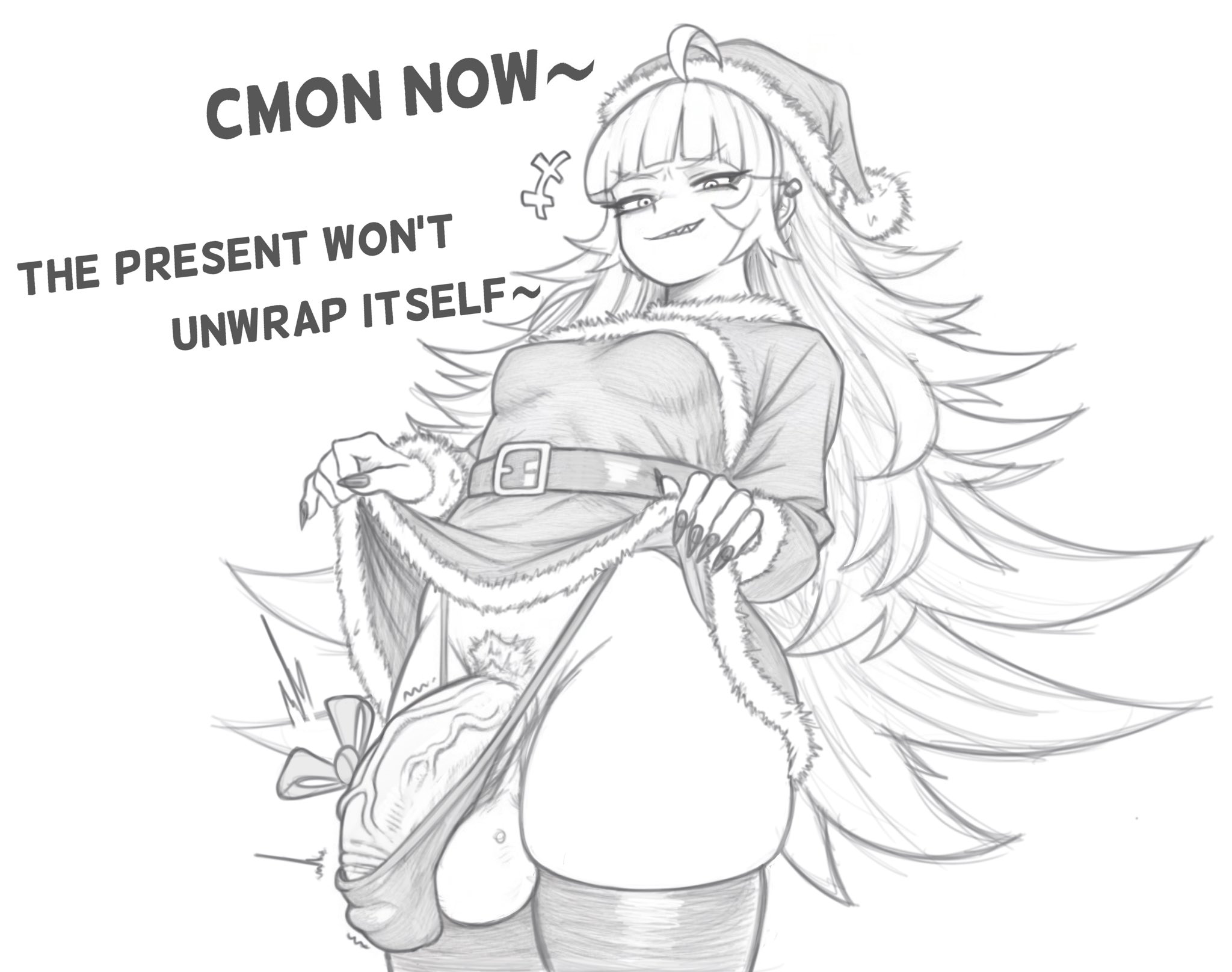 0 danvil 0, 1futa, big penis, breasts, christmas, clothed, clothing, dick, dickgirl, english text, erection, futa only, futanari, huge cock, huge penis, human, large penis, monia (0 danvil 0), mostly nude, original, original character, penis, solo, tagme, text, veiny penis