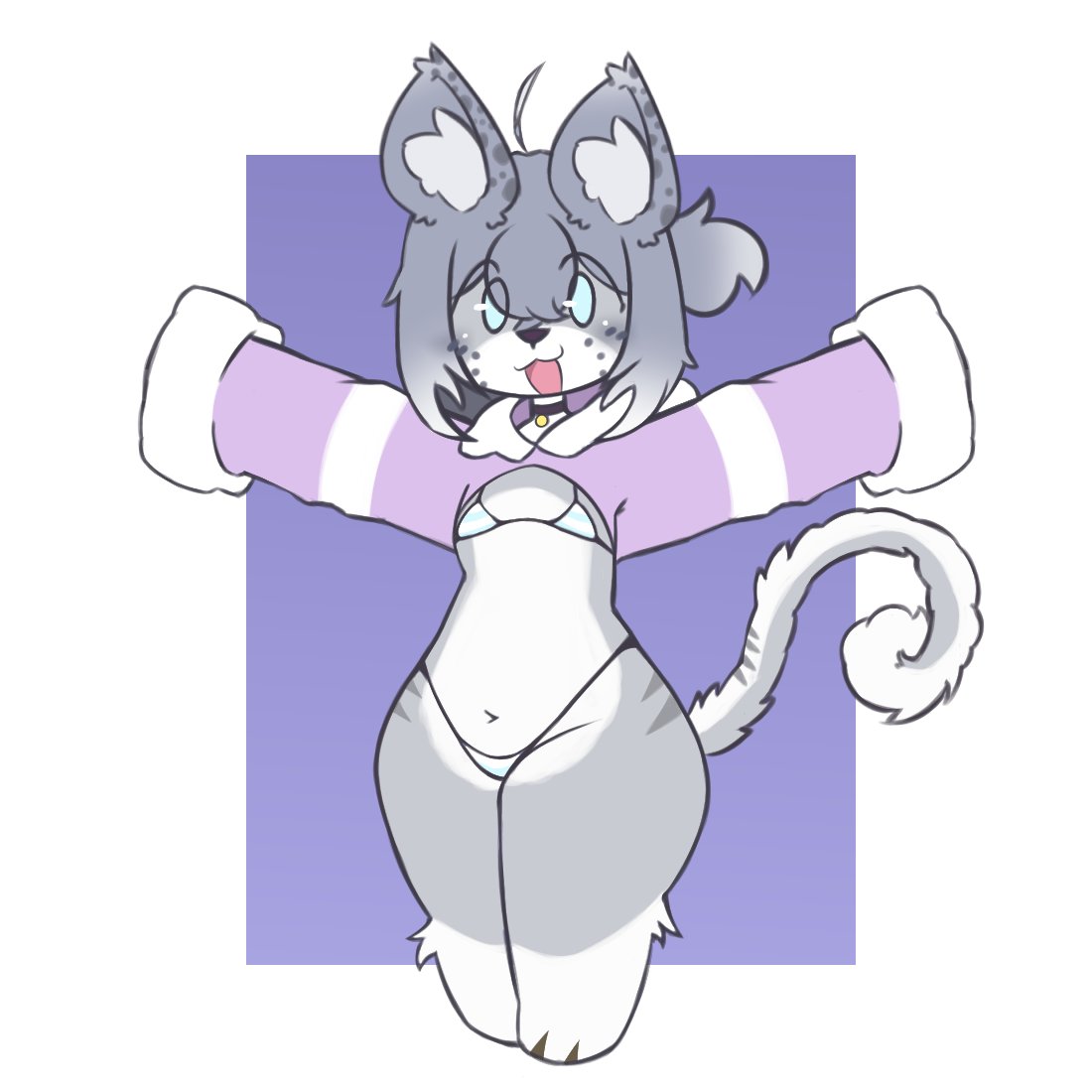 1girls, anthro, anthro female, anthro only, anthro solo, bikini, blue eyes, blue hair, breasts, crop top, cub, eyebrows, eyebrows visible through hair, female, female cub, female only, flat chest, fur, furry, furry ears, furry female, furry only, furry tail, grey body, grey fur, kuki lupkun, little girl, small bikini, small breasts, small female, solo, solo anthro, solo female, thick thighs, thighs, young, young anthro, young female