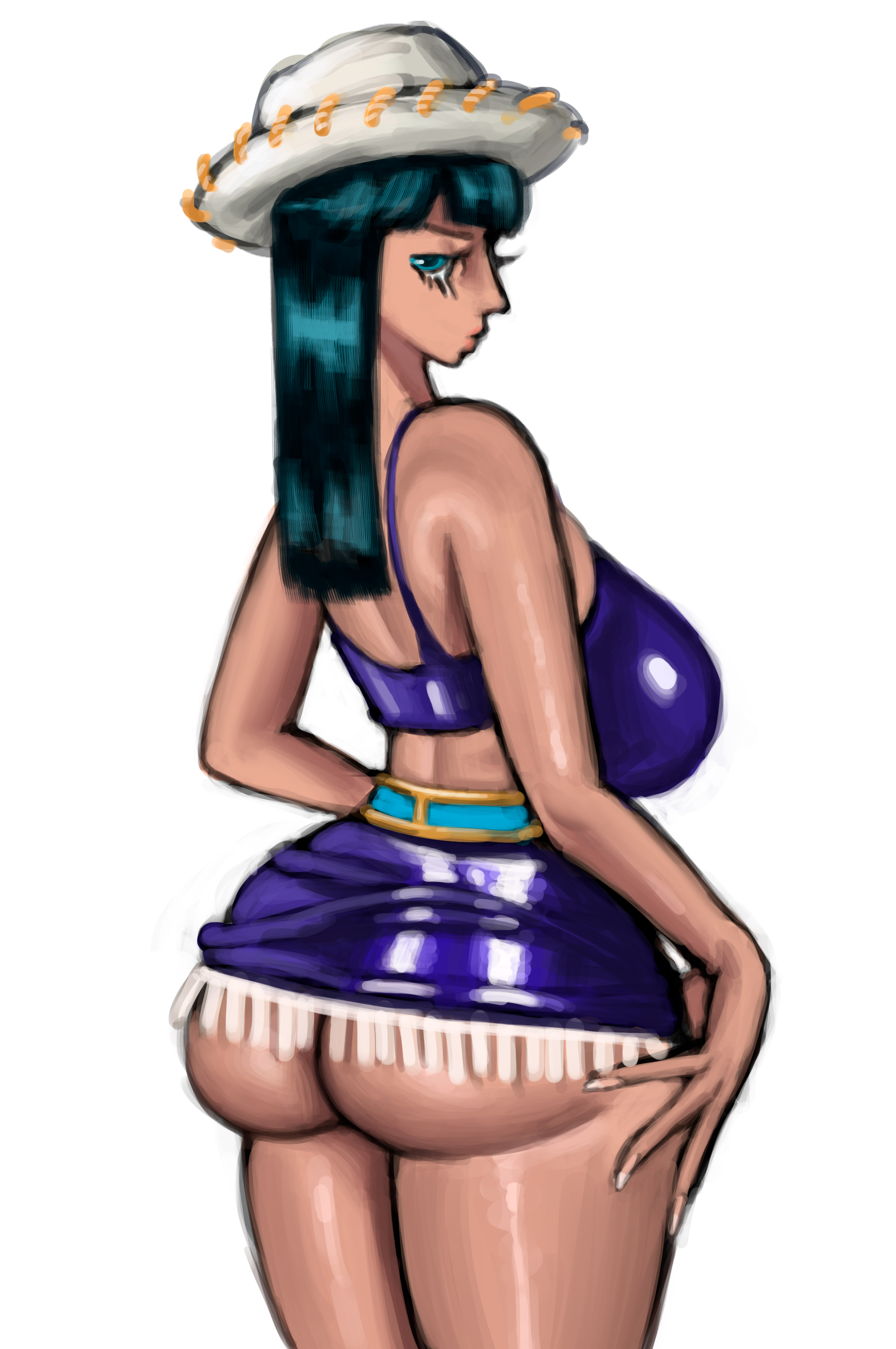 1girls, 2d, 2d (artwork), 2d artwork, adych, arabasta saga, arms, ass, ass hanging out, ass hanging out of skirt, big ass, big boobs, big breasts, big butt, big hips, big thighs, big tits, black hair, black-haired female, blue eyes, boobs, bra, breasts, bubble ass, bubble butt, clothing, color, colored, cow, eyebrows, eyelashes, eyes, fat ass, fat butt, fedora, female, female focus, female only, fingers, hair, hand on hip, hand on thigh, hat, hips, legs, light body, light skin, light-skinned female, long fingers, long hair, long nails, looking back, looking back at viewer, miniskirt, miss all sunday, nails, nico robin, one piece, pale, pale body, pale skin, pale-skinned female, pre-timeskip, shiny, shiny skin, skinny, skinny female, skinny waist, skirt, small waist, solo, solo female, solo focus, sports bra, thick hips, thick thighs, thighs, tight clothes, tight clothing, tight skirt, tits, underass, underbutt, voluptuous, voluptuous body, waist, whisky peak