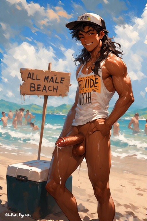 ai_generated balls ballsack cum cum_drip dark_hair erect_penis erection long_hair long_penis male male_only muscles muscular muscular_arms muscular_male muscular_thighs naked naked_male nude nude_male nudity semi_clothed semi_nude solo solo_male tan tan_body tan_skin tank_top tanned tanned_body tanned_male