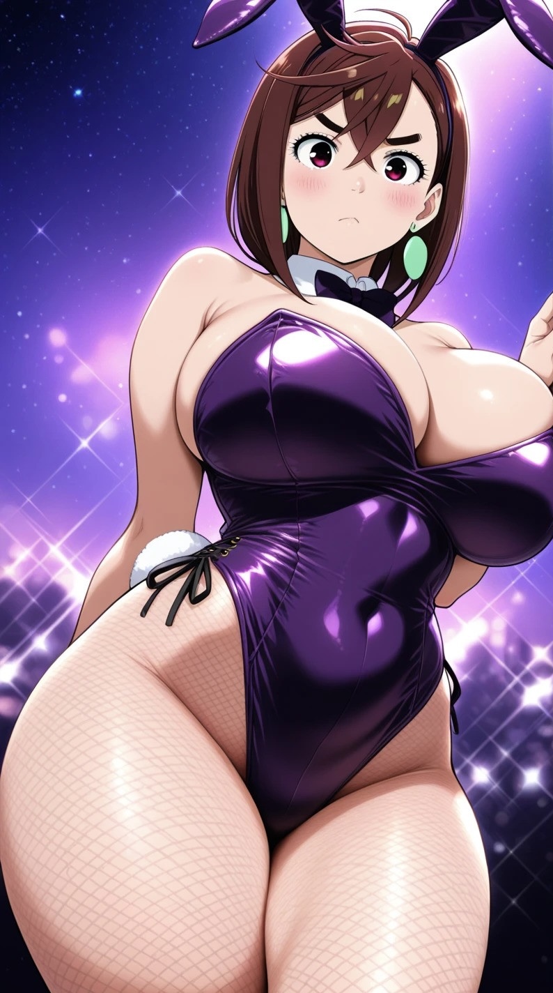 1girls, ai assisted, ai generated, astrawaifu, ayase momo, big breasts, breasts, brown eyes, brown hair, bunny ears, bunny girl, bunny tail, curvy, curvy female, curvy figure, dandadan, female, fishnets, large breasts, looking at viewer, mature female, thick, thick thighs