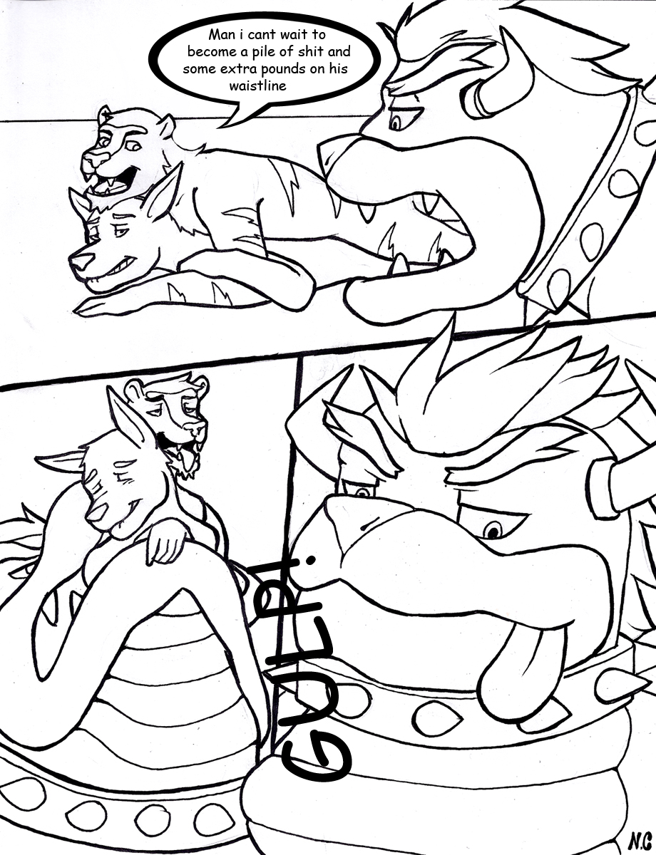almost_fully_inside anthro artist_initials bite biting_lip black_and_white bowser collar comic dialogue english_text fatal_vore feet_first group gulp_(sound_effect) hi_res larger_pred laying_on_another looking_pleasured lying male male/male mammal mario_bros monochrome multiple_prey nintendo on_front oral_vore orgasm_face partially_inside profanity sharp_teeth size_difference spiked_collar spikes stufferzz swallowing talking_to_pred teeth text tongue tongue_out trio vore willing_pred willing_prey
