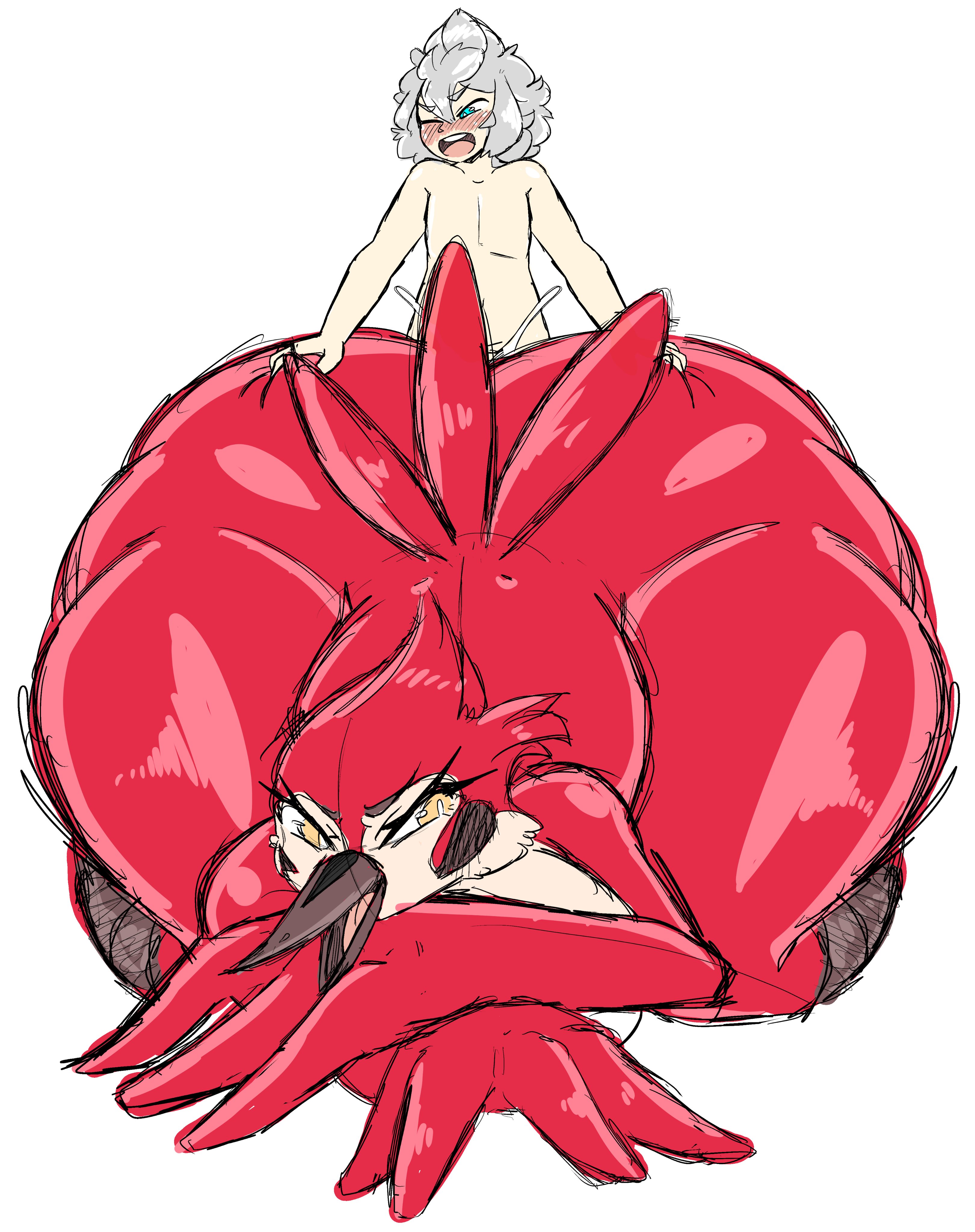 1boy, 1girls, 2021, anthro, ass, ass grab, avian, avian humanoid, beak, big ass, bottom heavy, curvaceous, curvy, curvy figure, doodle, duo, duo focus, female, from behind, from behind position, gigantic ass, head down ass up, huge ass, large ass, light skin, light-skinned male, male, margaret smith (regular show), nude, nude female, nude male, oc, original, original character, pale skin, pale-skinned male, red feather hair, red feathers, regular show, short hair, thick thighs, voluptuous, white background, wide hips, zor (zoruadrawsstuff), zoruadrawsstuff
