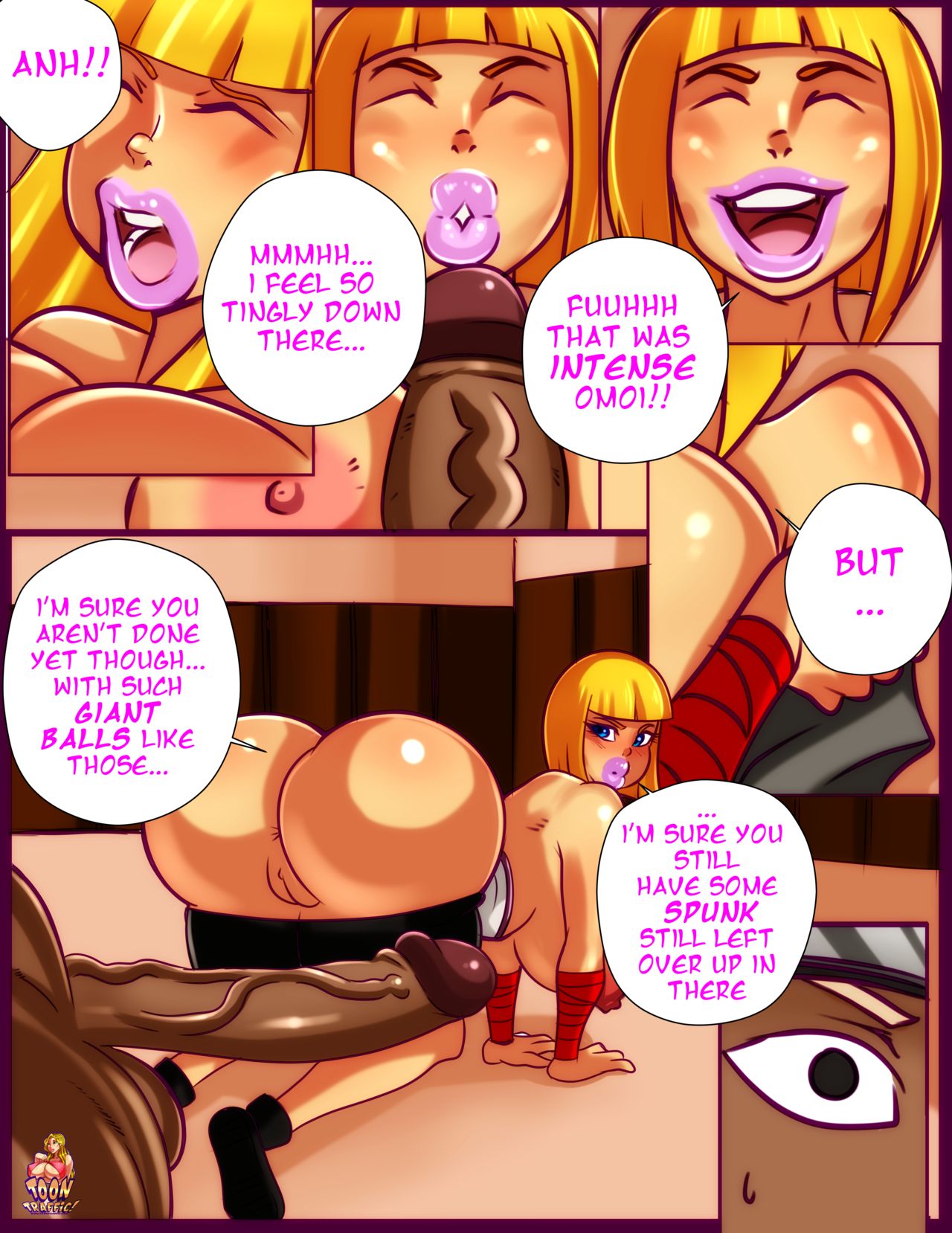 1boy 1boy1girl 1girls big_ass big_penis blonde_hair comic dark-skinned_male dark_skin english_text female interracial large_breasts male naruto naruto_shippuden omoi raldu samui text