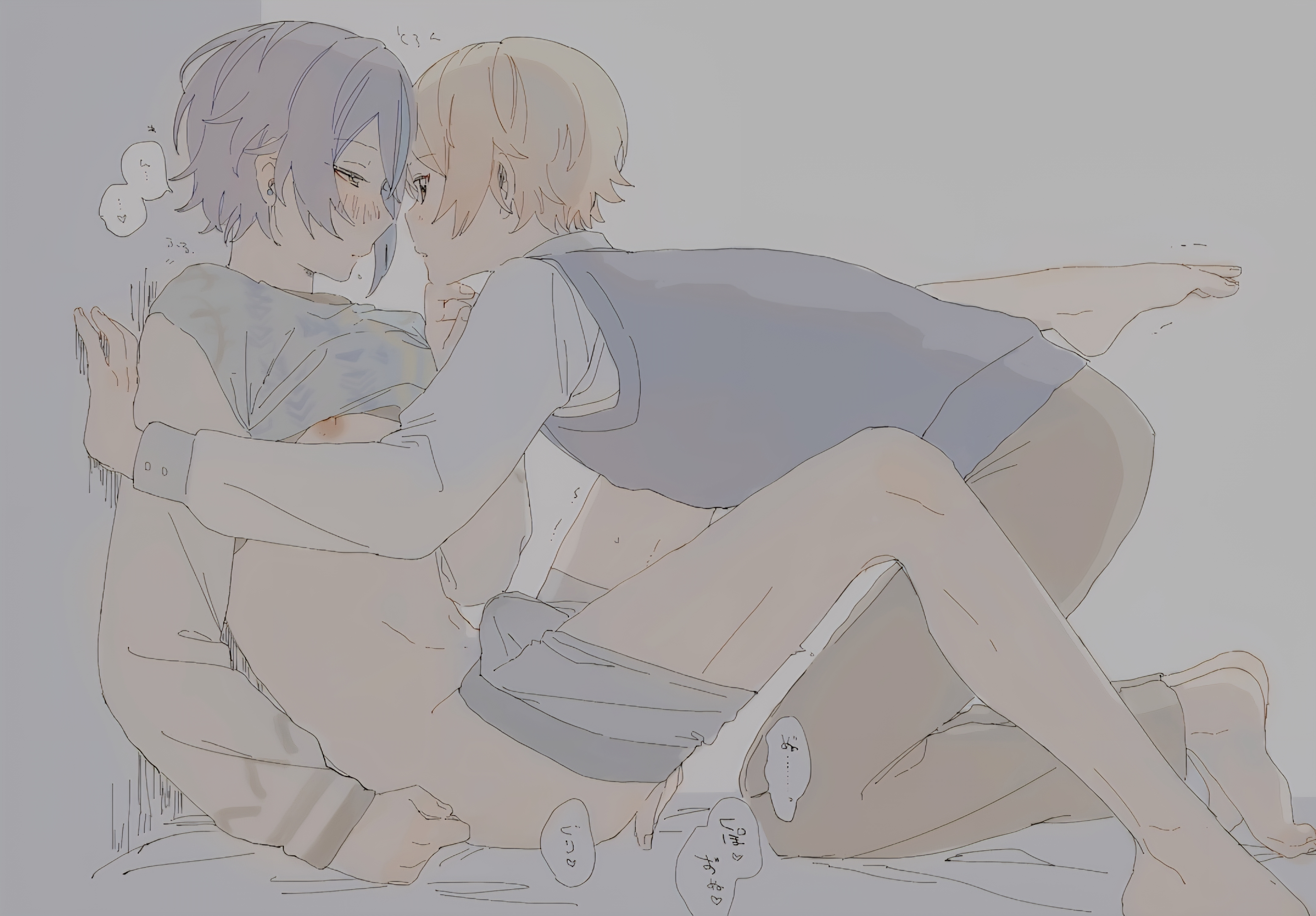2boys, erect nipples, erection, kamishiro rui, male, masturbation, project sekai, tenma tsukasa, tkasabrui, yaoi