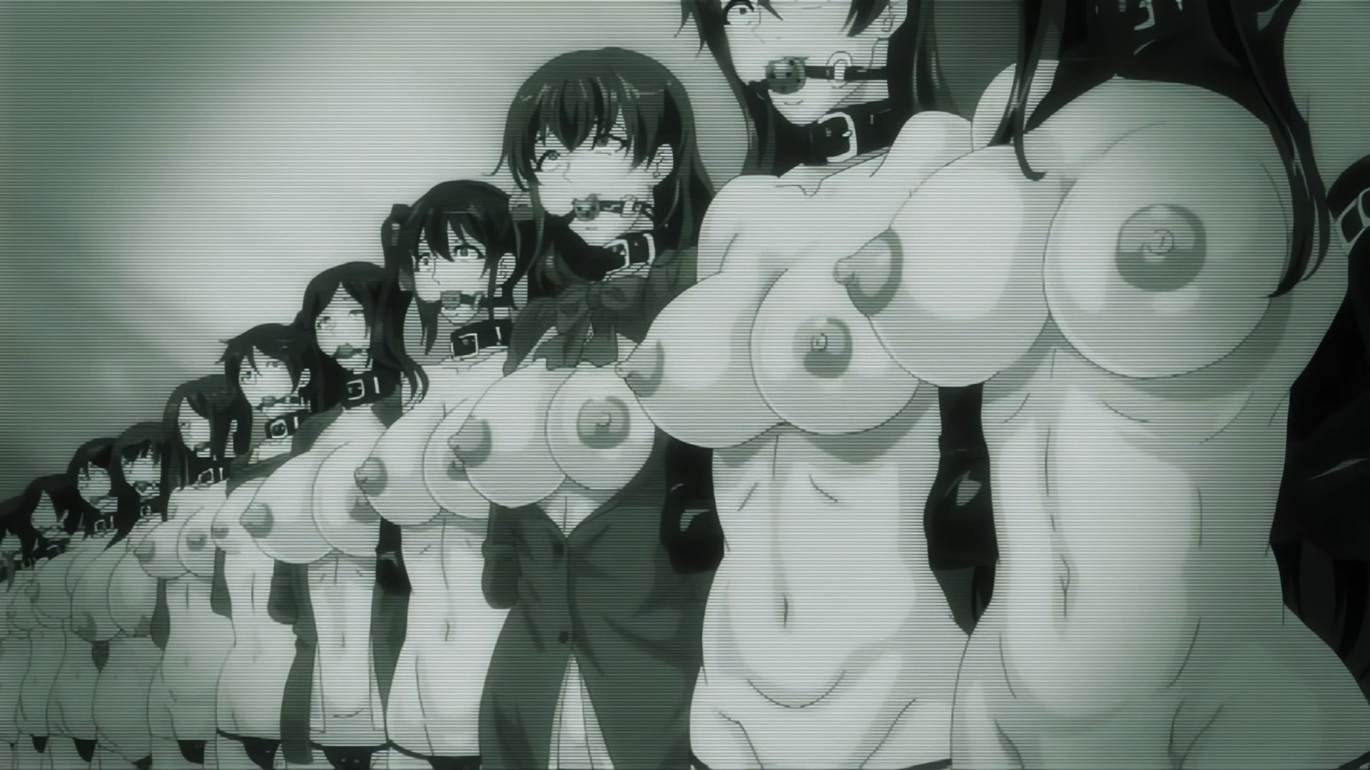 areolae, bondage, breast size difference, breasts, drop out, dropout, female, huge breasts, large areolae, large breasts, multiple females, multiple girls, navel, nipples, panties, puffy nipples, screencap, tummy