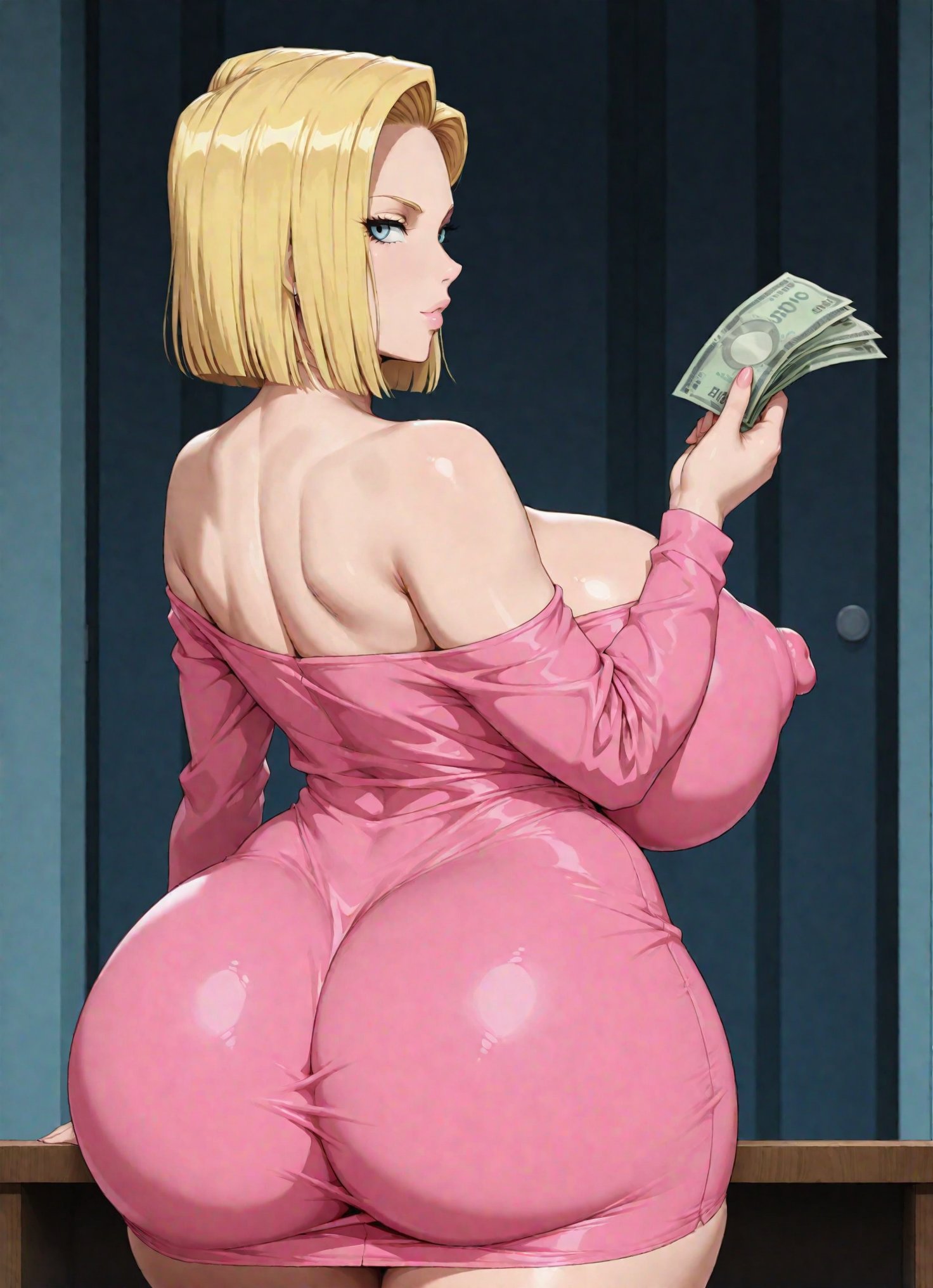 1girls, ai generated, android 18, blonde, blonde female, blonde hair, blonde hair female, blue eyes, blue eyes female, breasts, cameltoe, cleavage, curvy, dragon ball, erect nipples, female, gigantic breasts, huge areolae, huge ass, maidmtk, nai diffusion, puffy nipples, realistic, short hair, short hair female, stable diffusion, thick lips, voluptuous, wide hips, yellow hair
