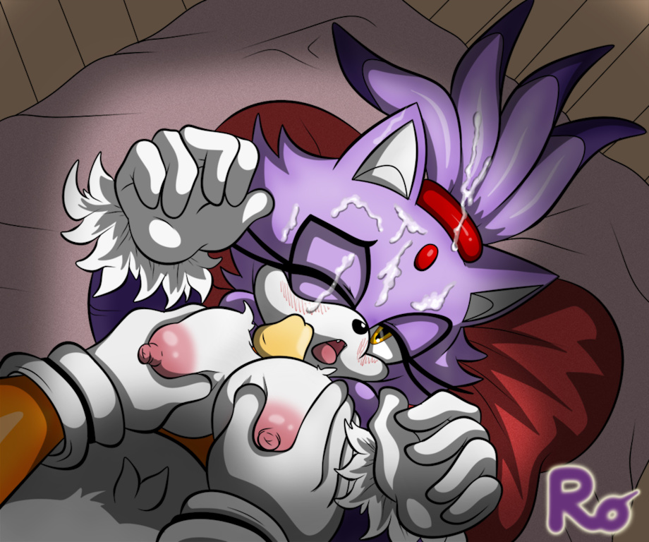 bed blaze_the_cat breast_grab breasts canine cum cum_on_face cumshot faceless_male feline female fox grabbing male medium_breasts nipples one_eye_closed oral orange_fur paizuri penis purple_fur raianonzika sega sonic_(series) straight tail tails yellow_eyes zerbukii